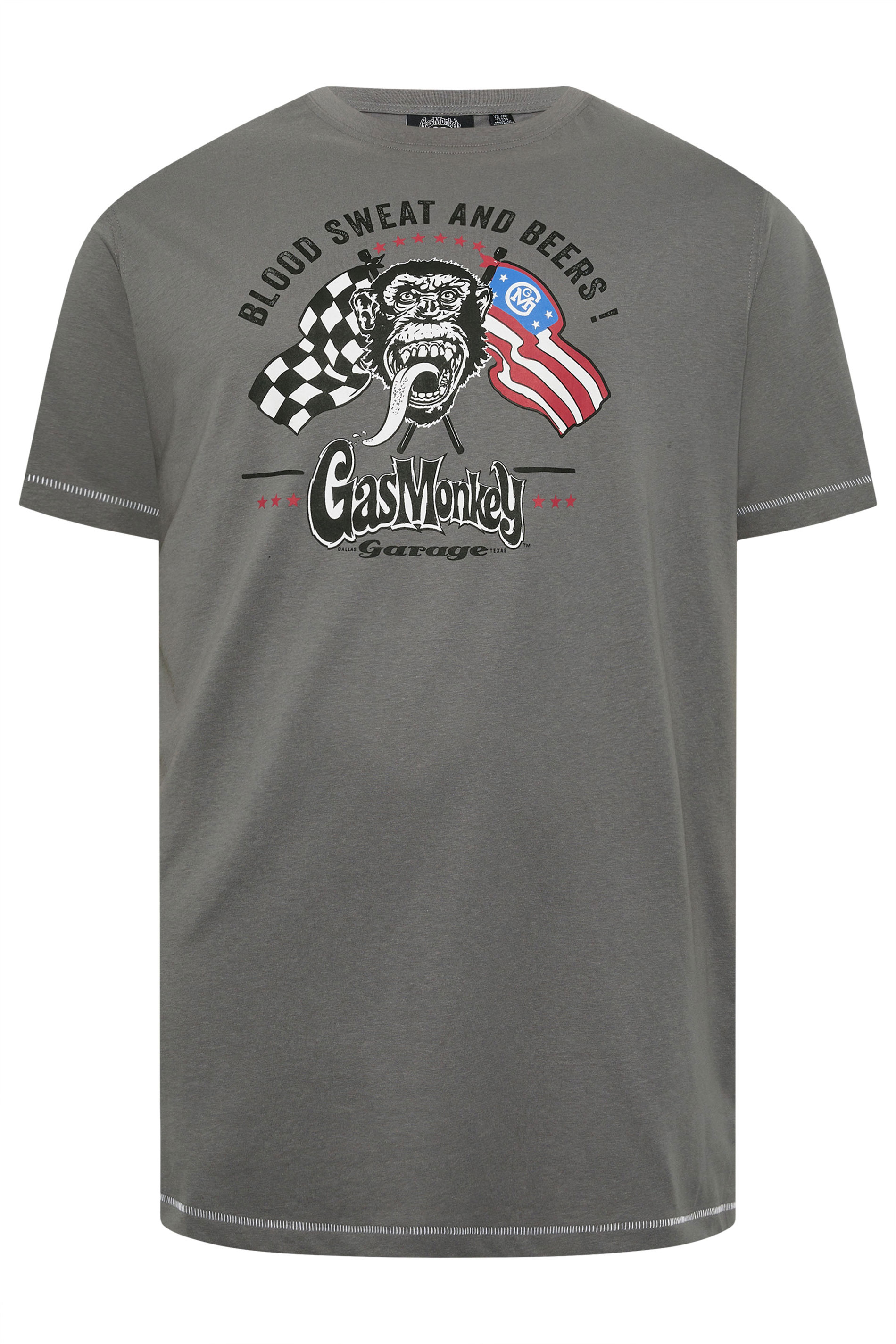 D555 Big & Tall Grey Gas Monkey Graphic Print T-Shirt | BadRhino 2