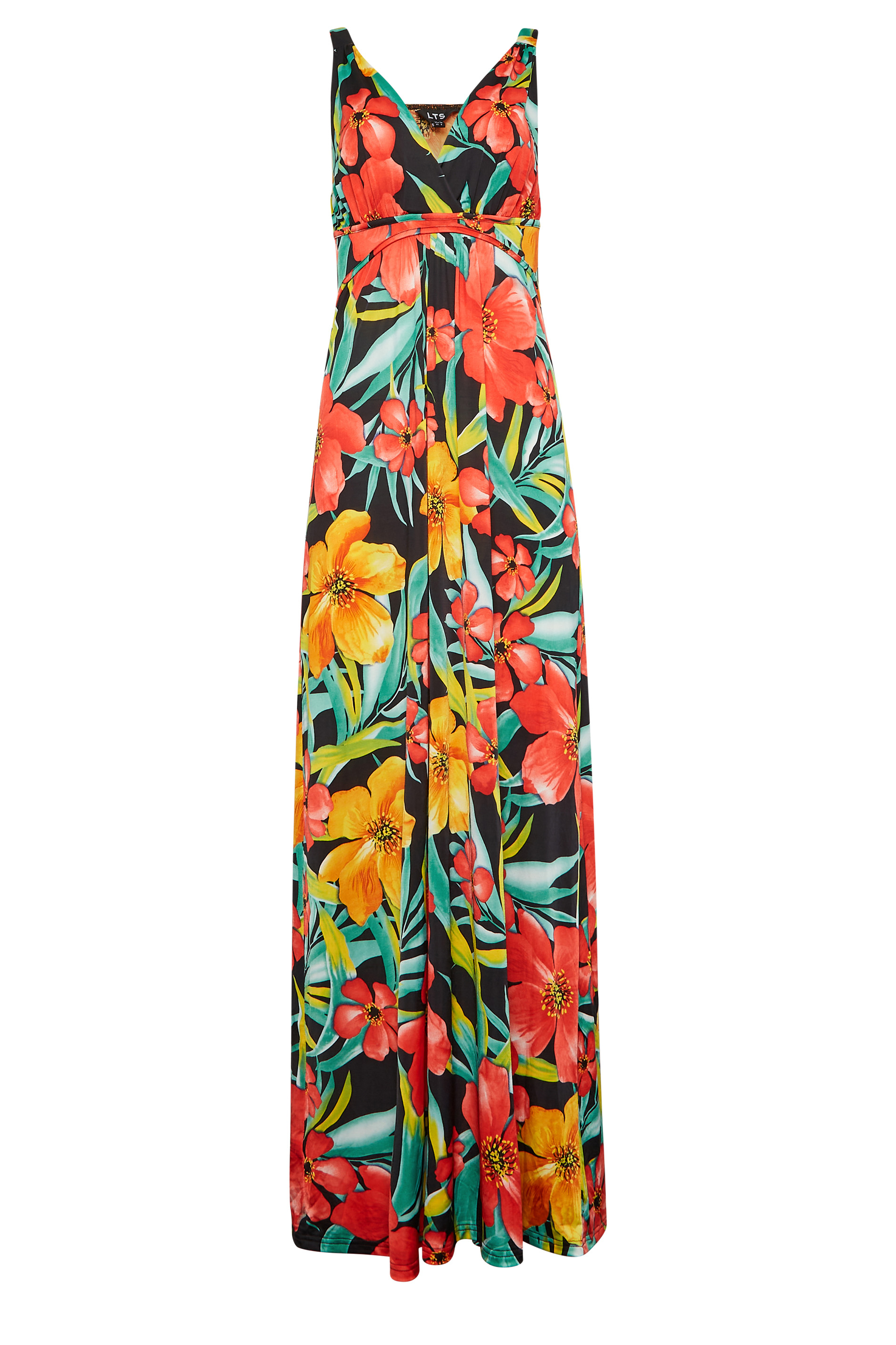 LTS Tall Women's Black Floral Print V-Neck Sleeveless Maxi Dress | Long Tall Sally 2