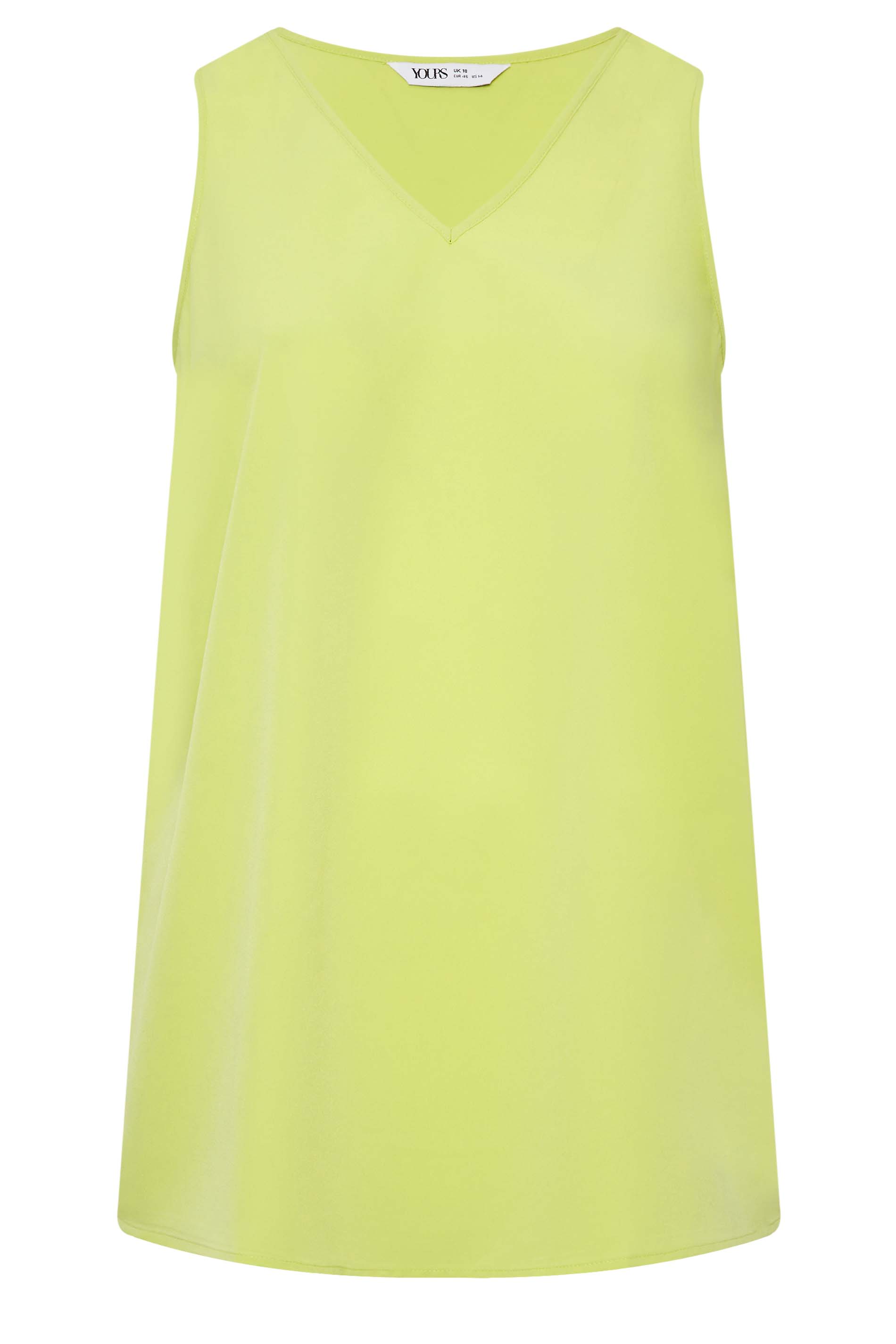 YOURS Curve Plus Size Lime Green Cami Vest Top | Yours Clothing
