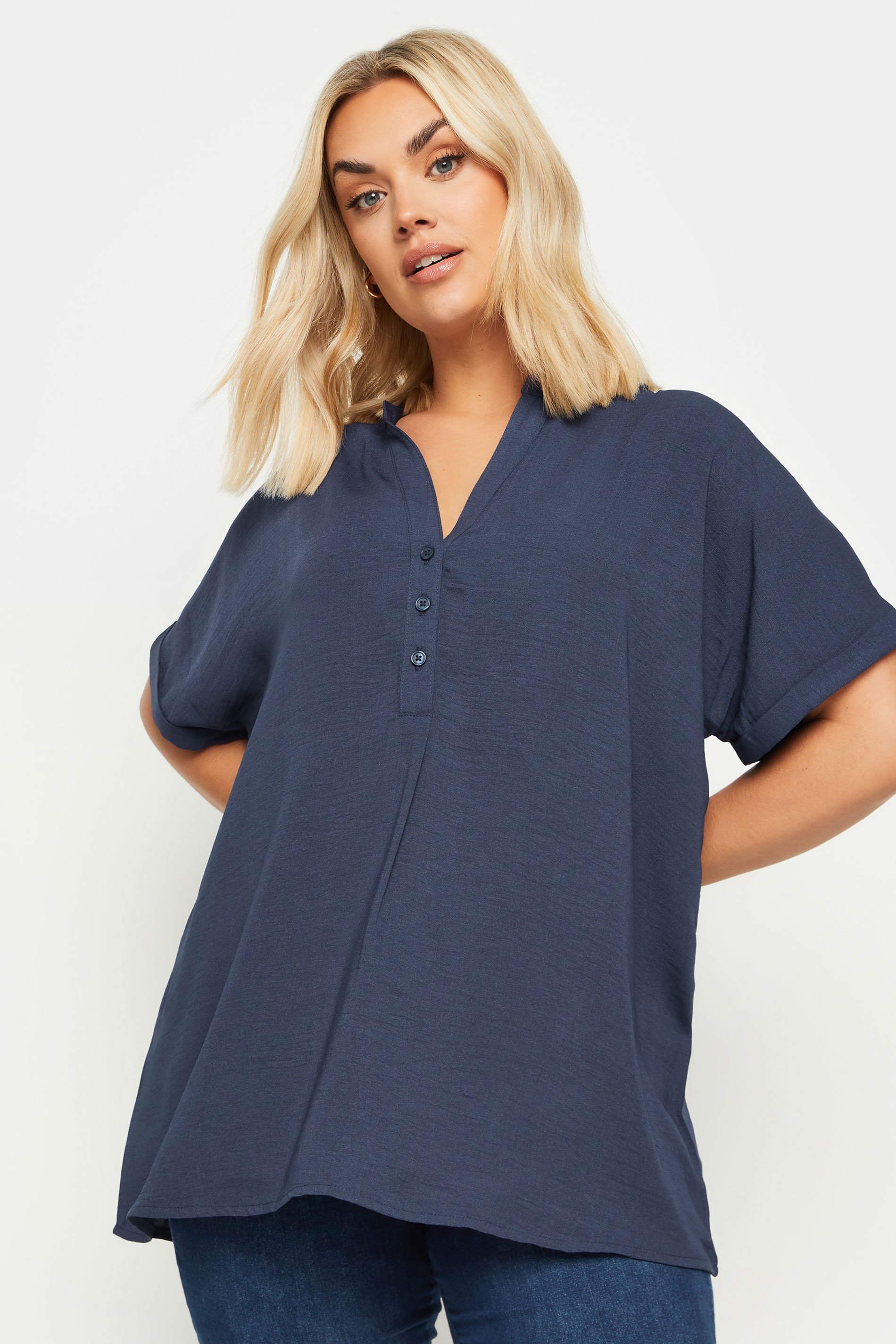 YOURS Plus Size Pink Notch Neck Blouse | Yours Clothing