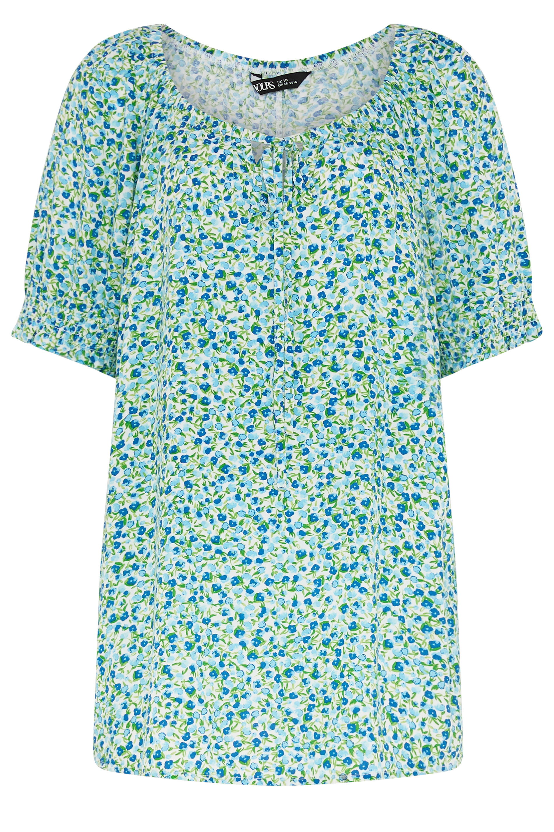 YOURS Plus Size Blue Ditsy Floral Top | Yours Clothing 5