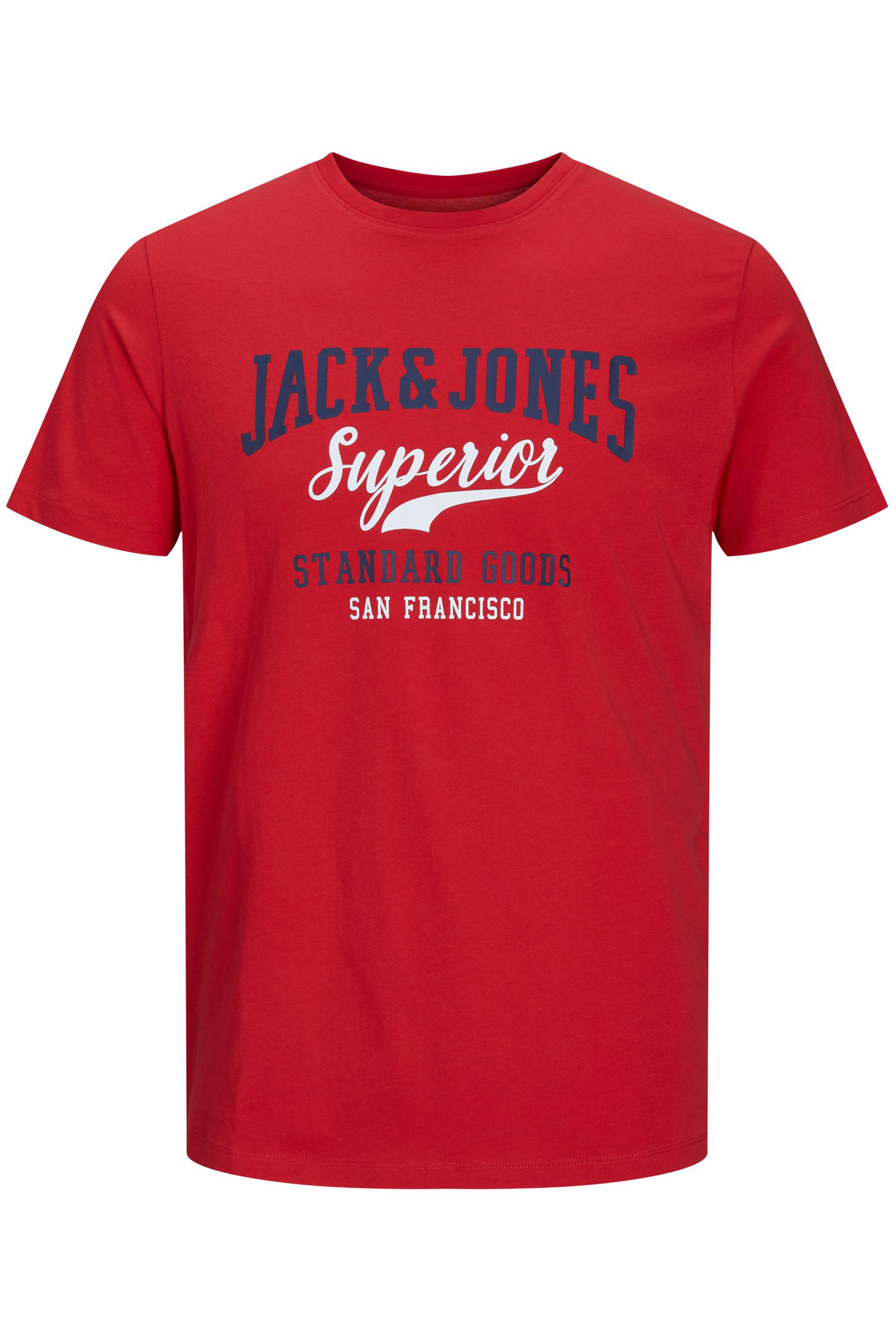 JACK & JONES Big & Tall Red 'Superior' Printed Logo T-Shirt | BadRhino 2