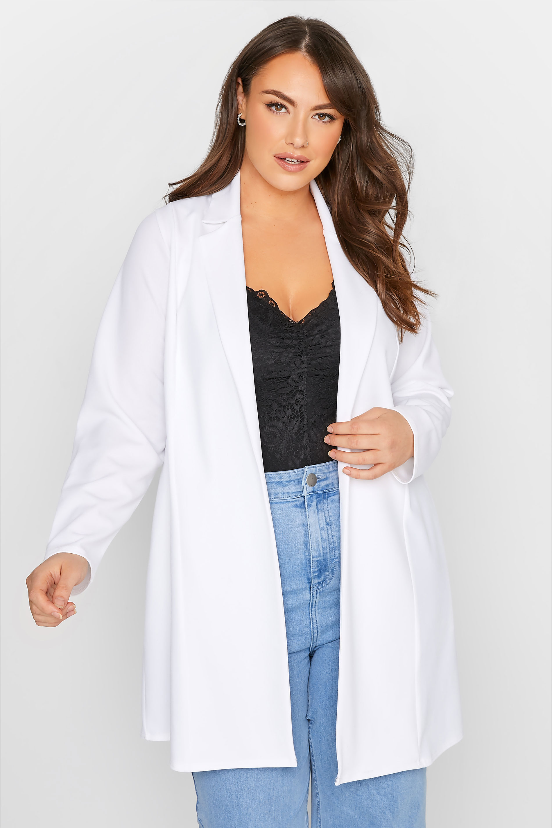 LIMITED COLLECTION Plus Size White Scuba Blazer | Yours Clothing 1