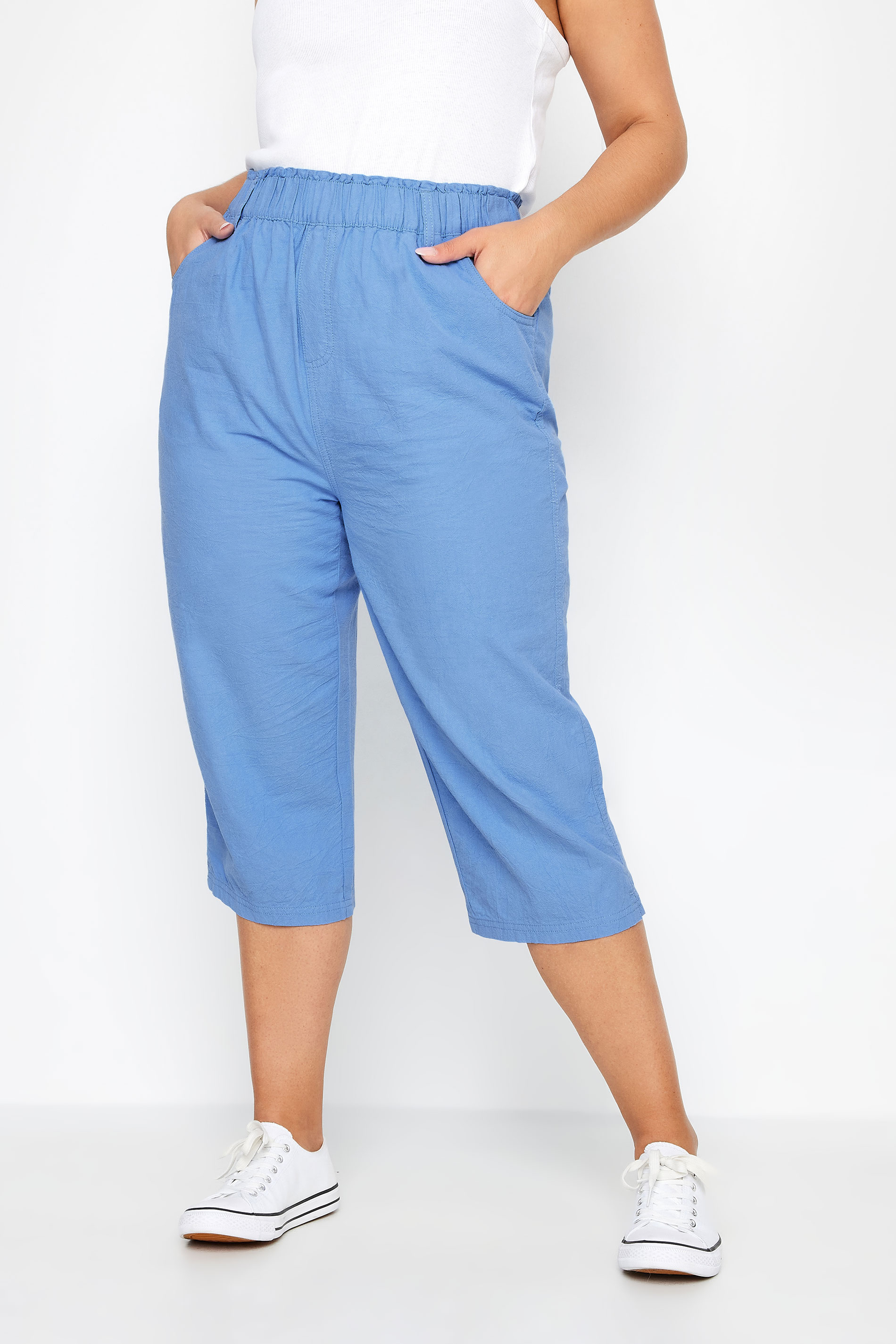 AMI Paris ELASTICATED WAIST CROPPED FIT TROUSERS Blue | BSTN Store