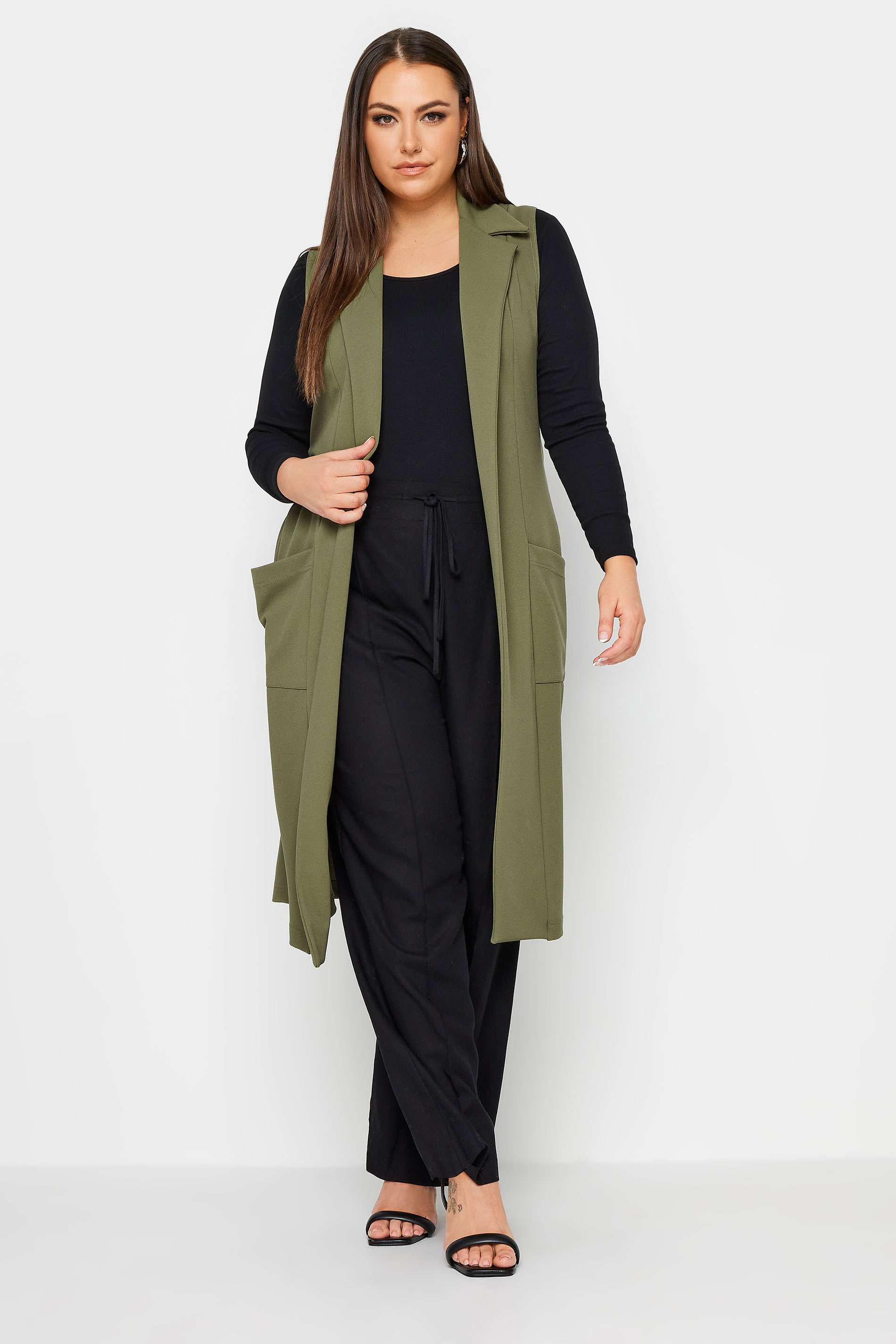 YOURS Plus Size Black Longline Waistcoat | Yours Clothing 2