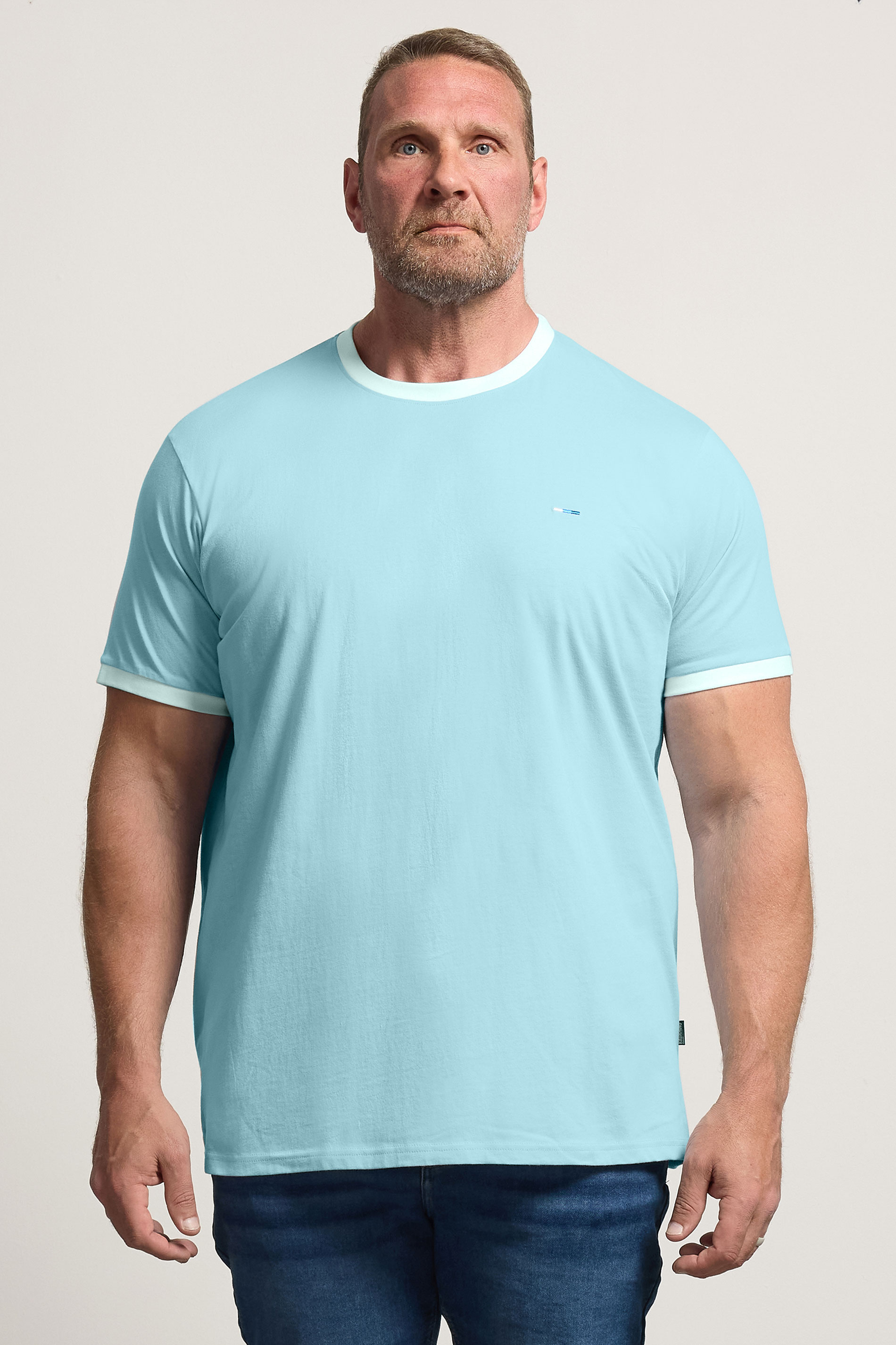 BadRhino Big & Tall Light Blue Ringer T-Shirt | BadRhino 3