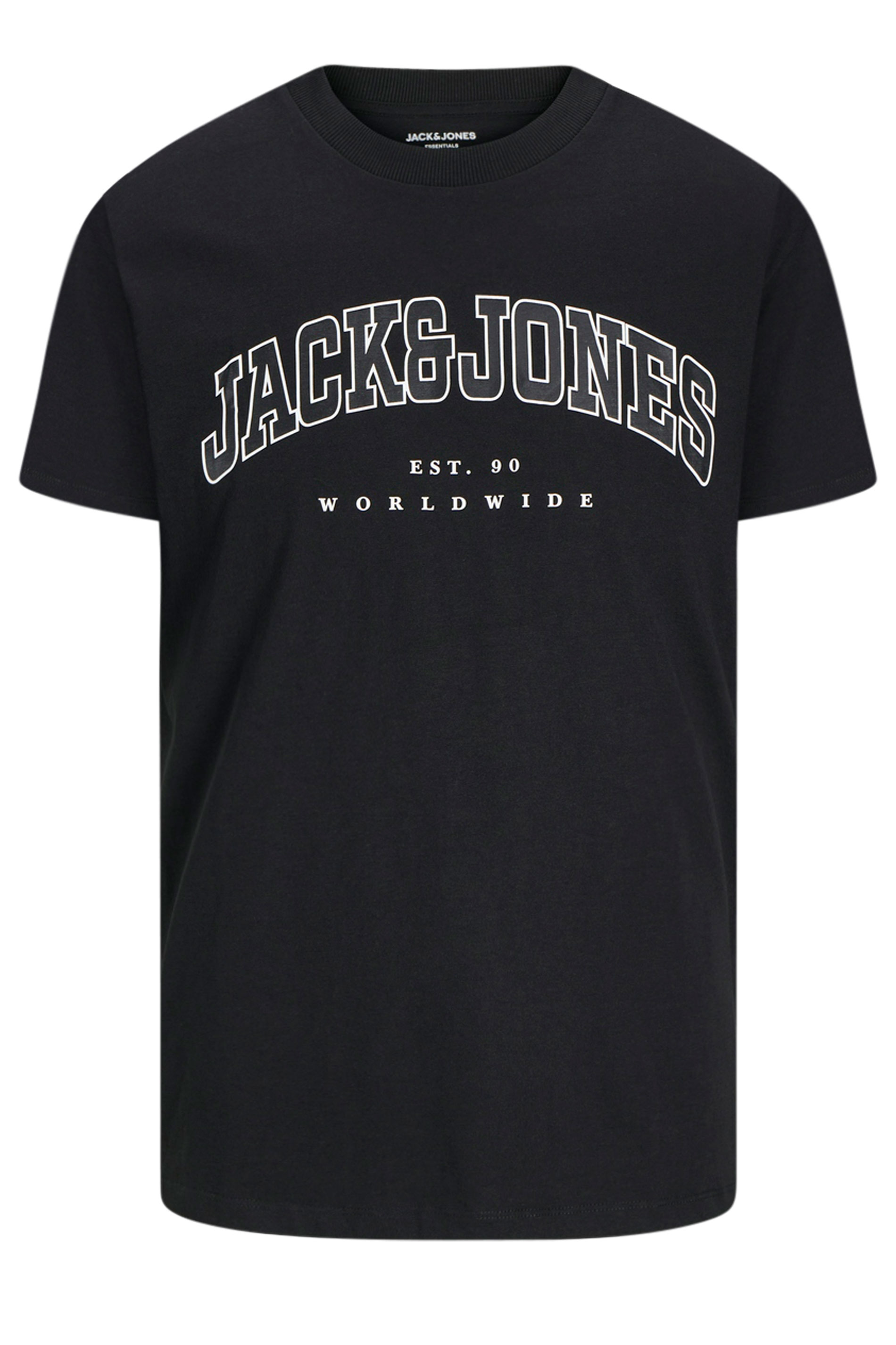 JACK & JONES Big & Tall Black Varsity T-Shirt | BadRhino 1