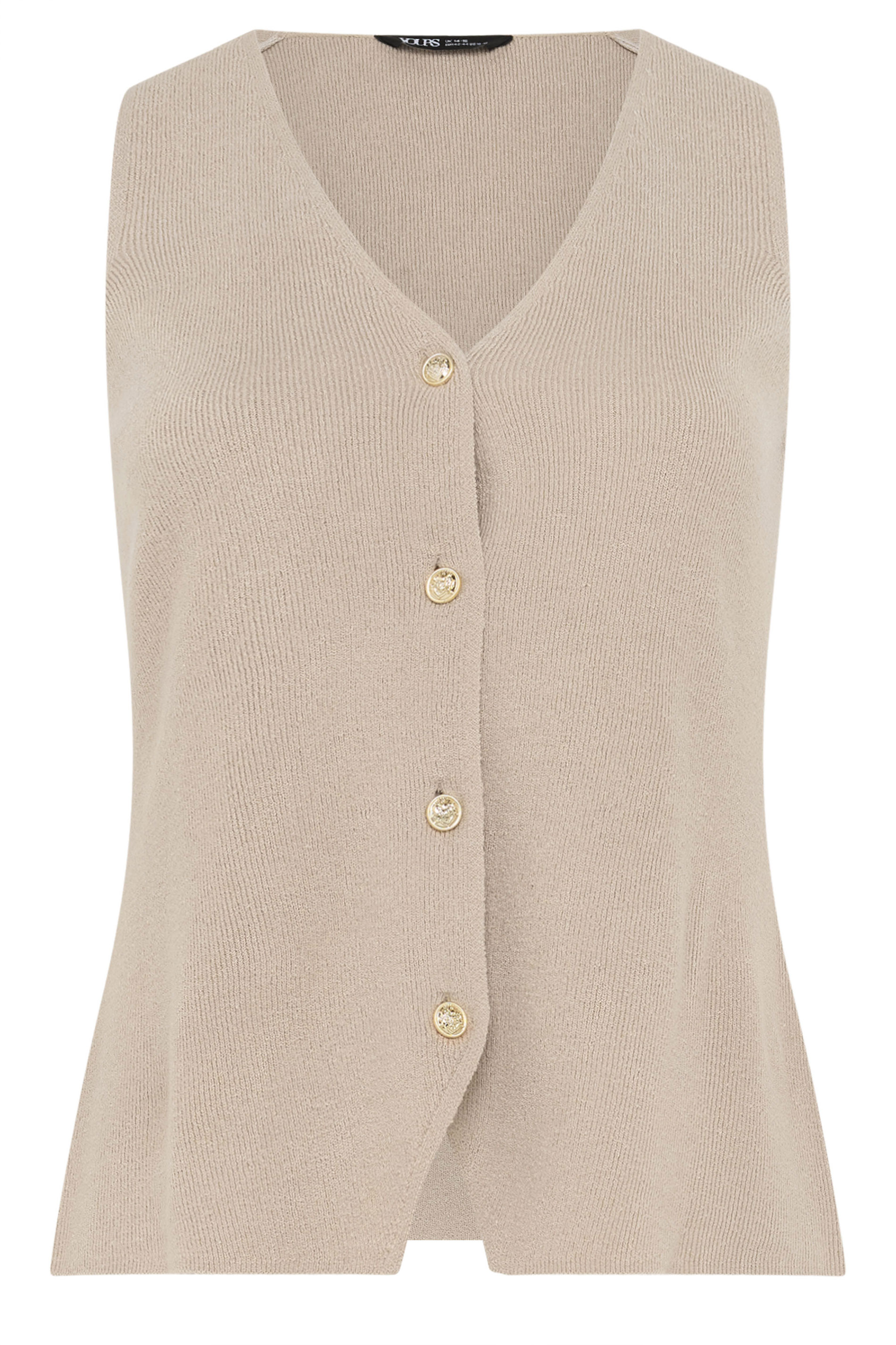 YOURS Plus Size Natural Brown Knitted Waistcoat | Yours Clothing 5