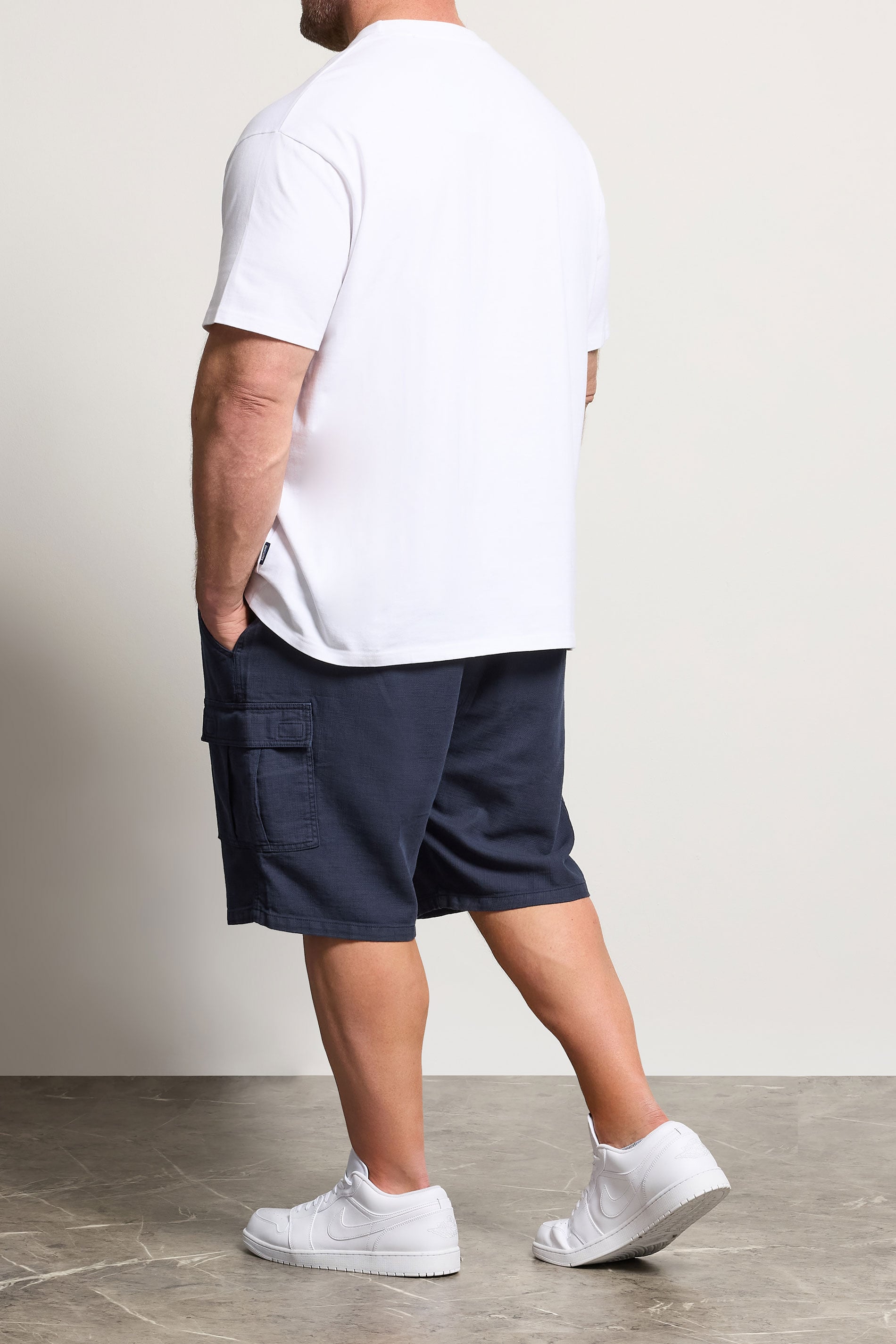 BadRhino Big & Tall Navy Blue Washed Slub Cotton Cargo Shorts | BadRhino 4