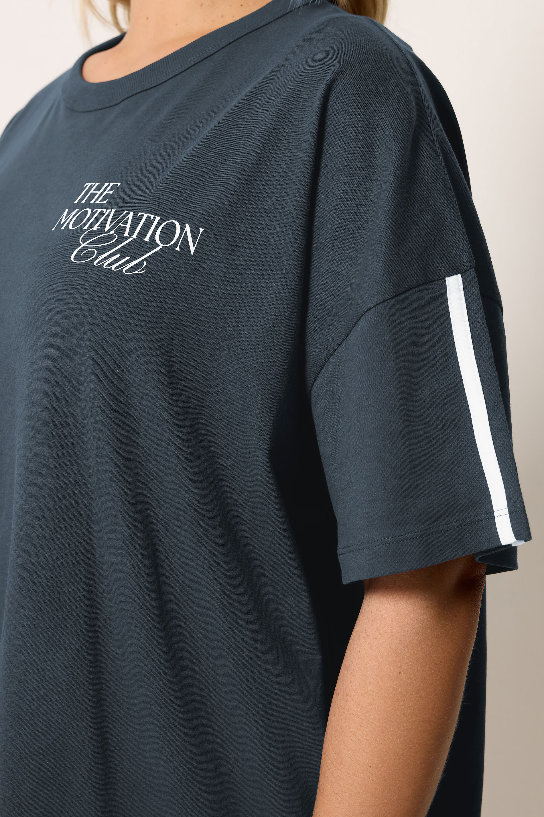YOURS ACTIVE Plus Size Navy Blue 'The Motivation Club' T-Shirt | Yours Clothing 5