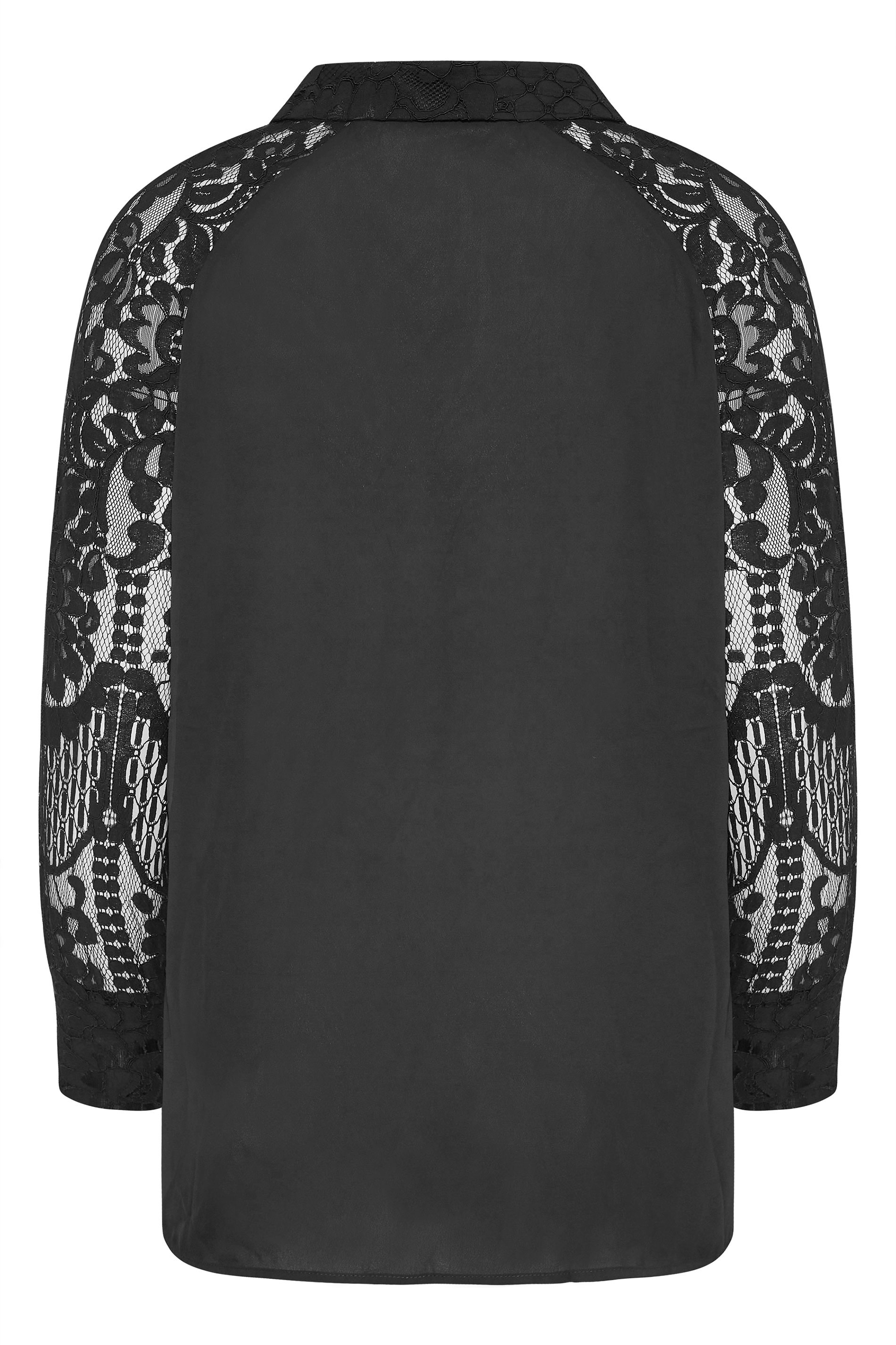 Plus Size YOURS LONDON Black Floral Lace Sleeve Shirt | Yours Clothing