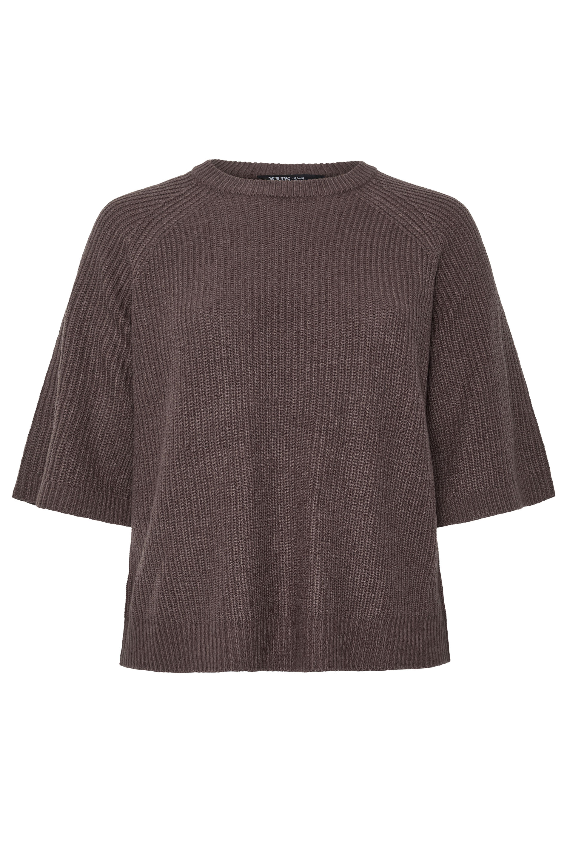 YOURS Plus Size Chocolate Brown Crew Neck Knitted Jumper | Yours Clothing 6