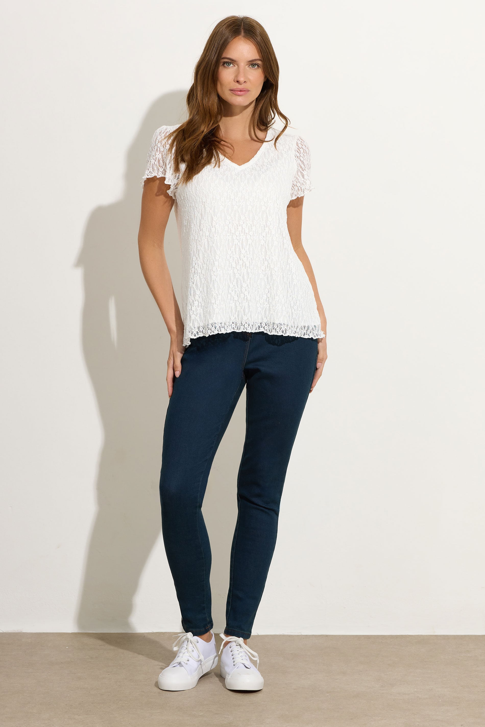 M&Co White Floral Lace V-Neck Top | M&Co 2