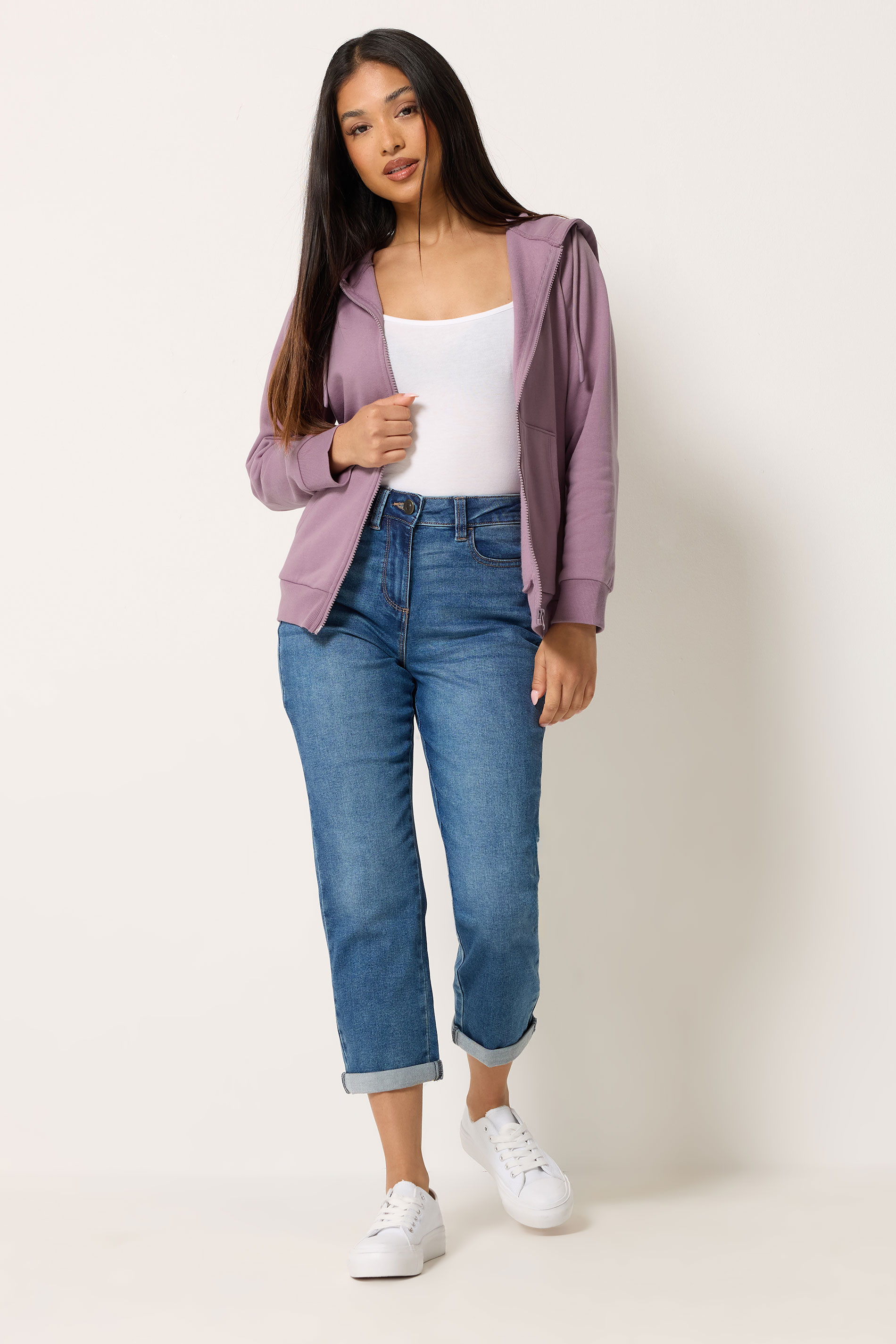 M&Co Petite Light Purple Essential Zip Hoodie | M&Co 1