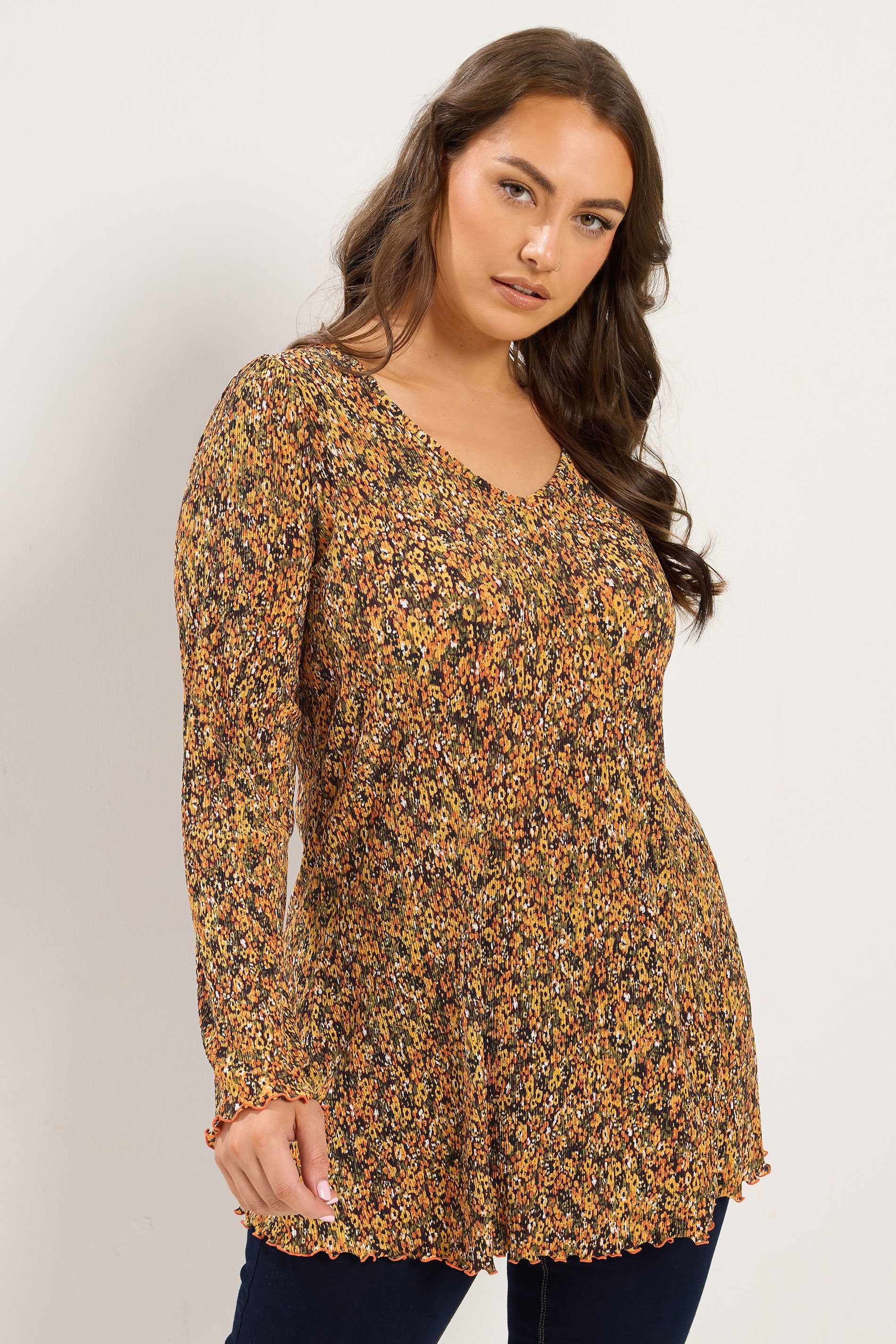 YOURS Plus Size Orange Floral Tunic Top | Yours Clothing 3
