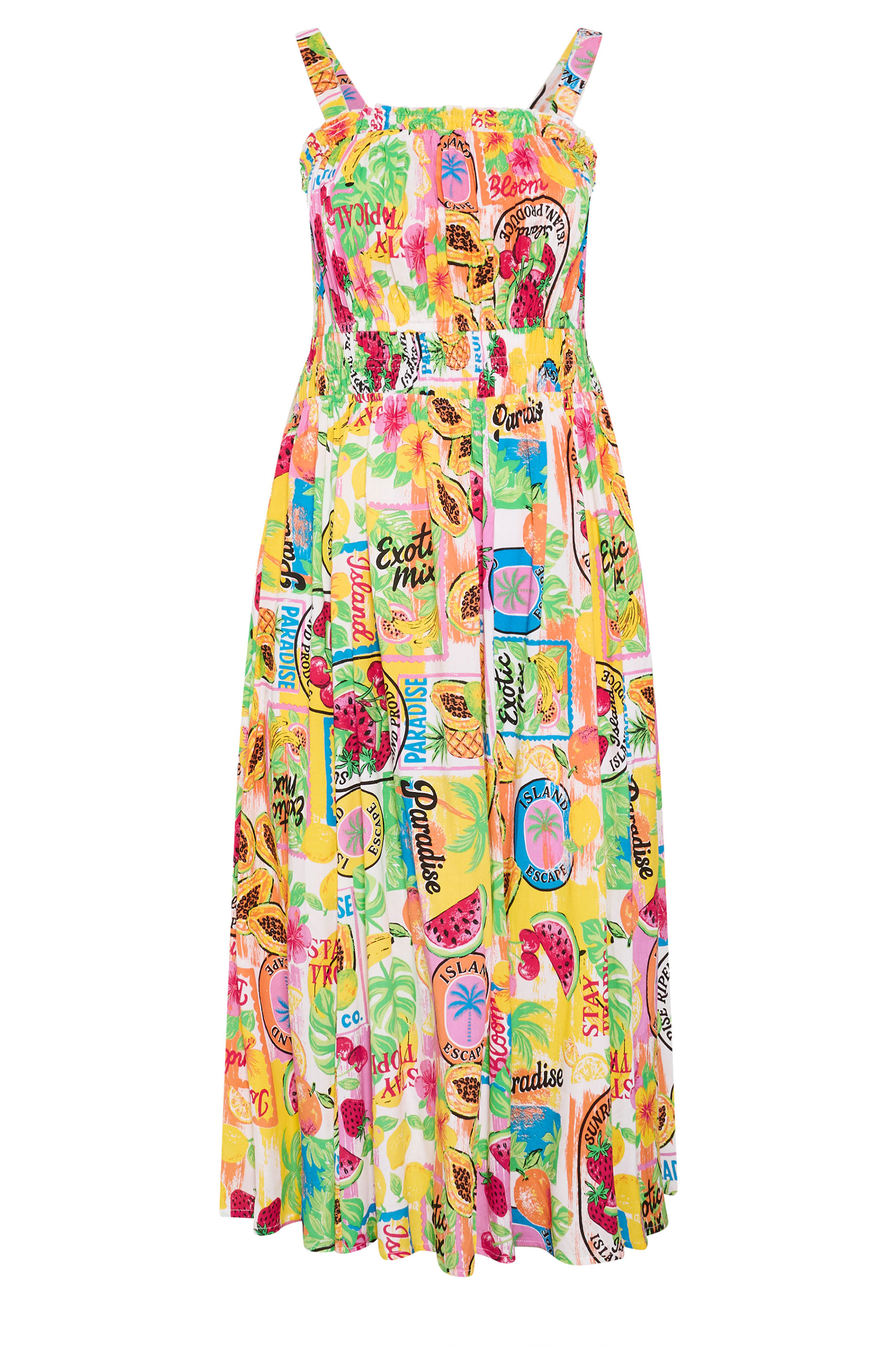 YOURS Plus Size White Fruit Print Midi Dress | Yours Clothing 6