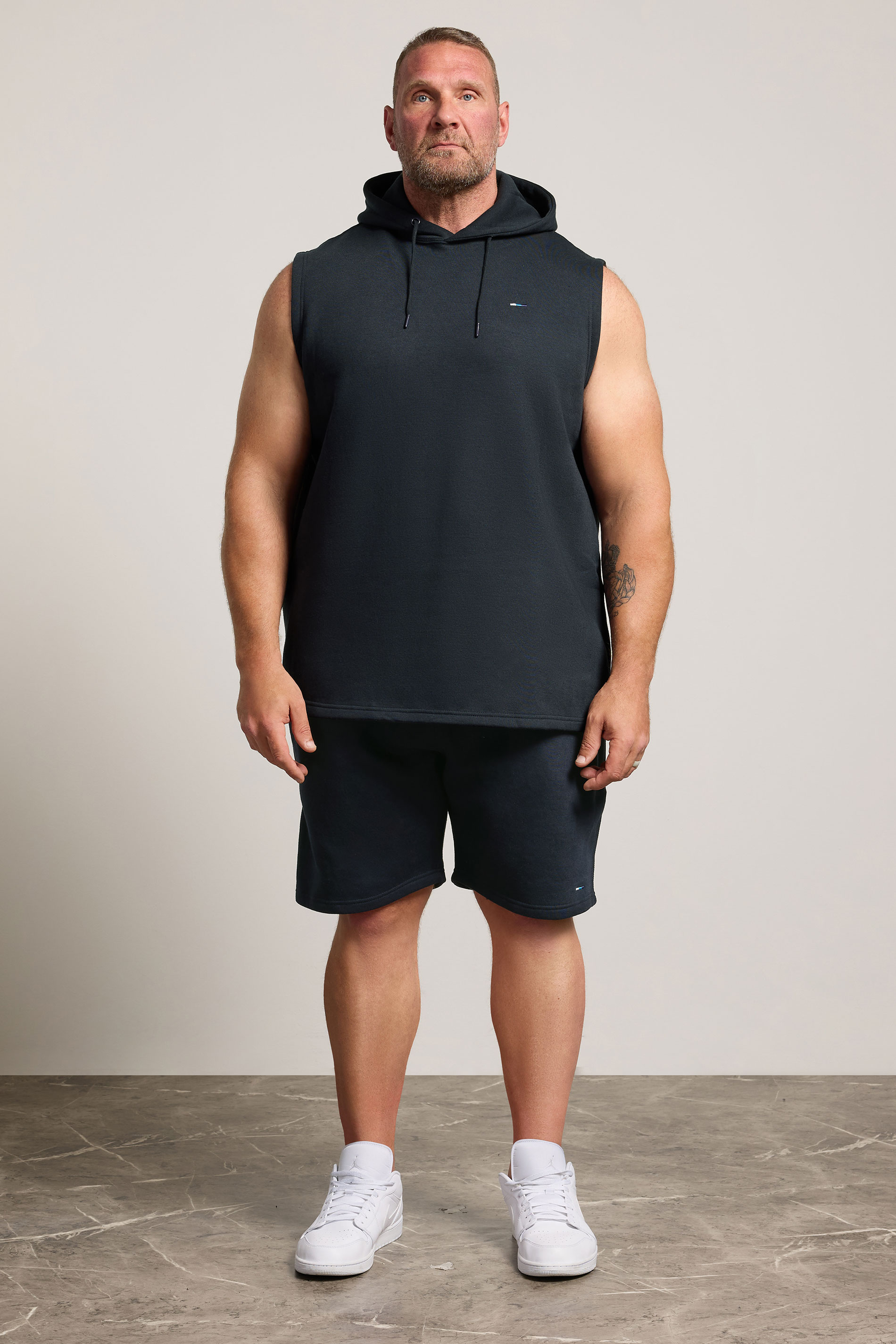 BadRhino Big & Tall Navy Blue Sleeveless Hoodie & Short Set | BadRhino 1