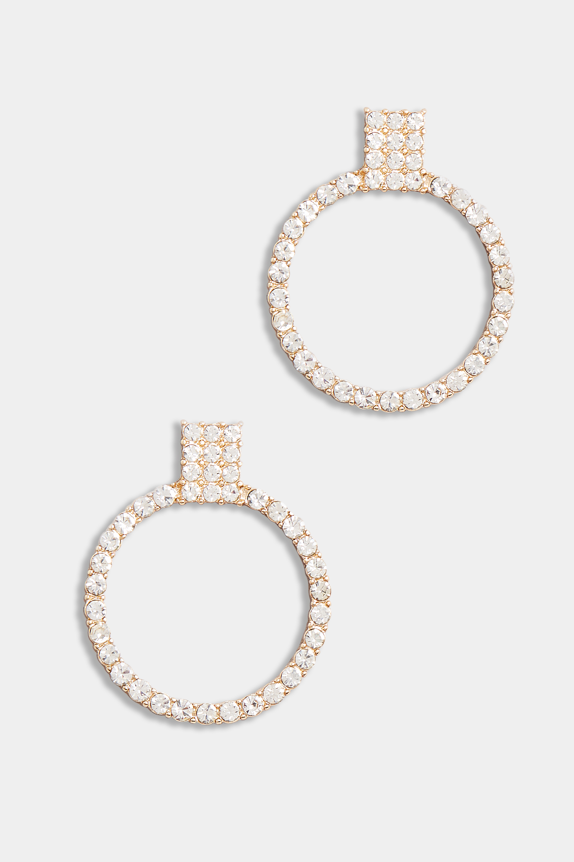 Gold Tone Diamante Circle Earrings | Yours Clothing 2