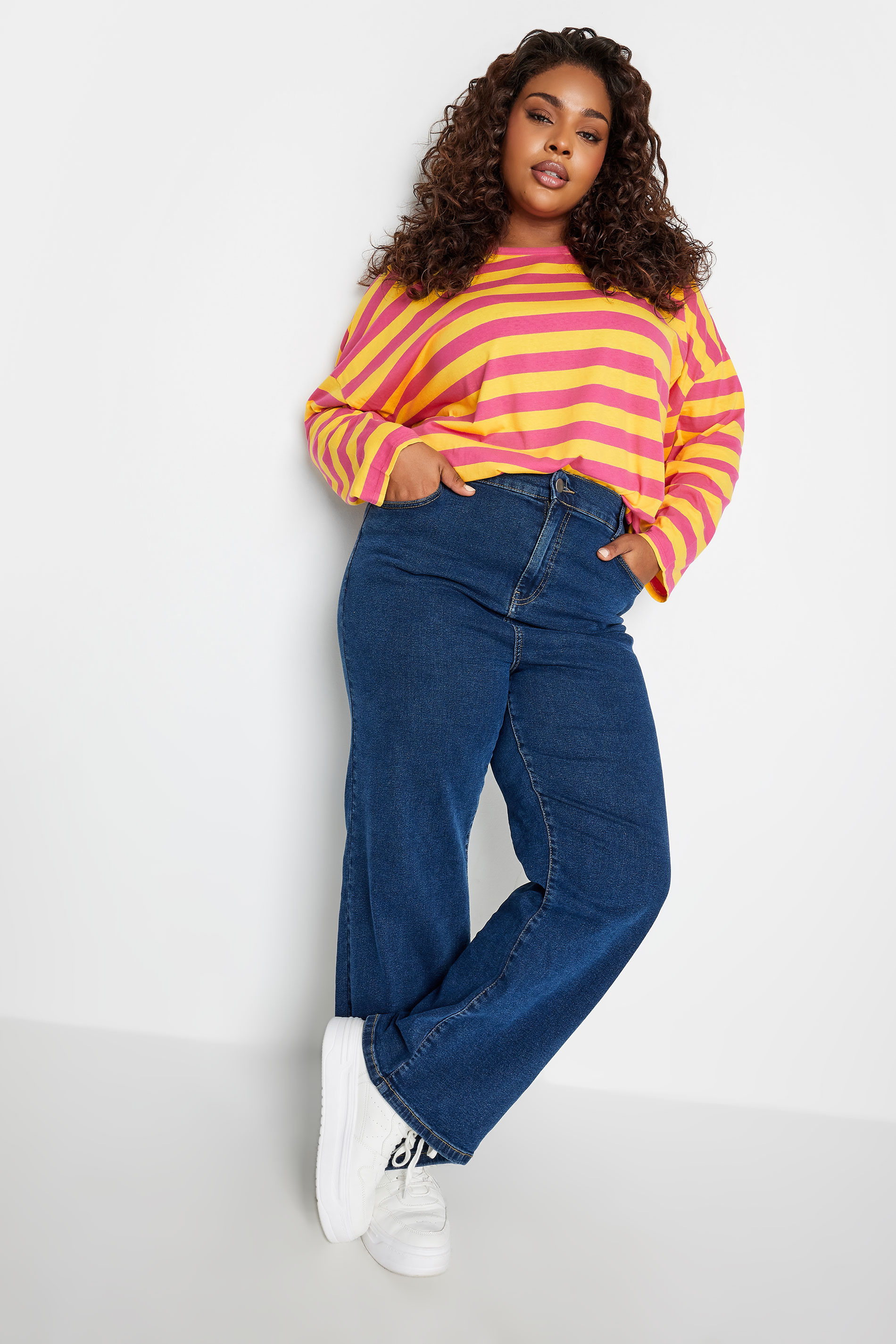 LIMITED COLLECTION Plus Size Pink & Yellow Stripe Top | Yours Clothing 3