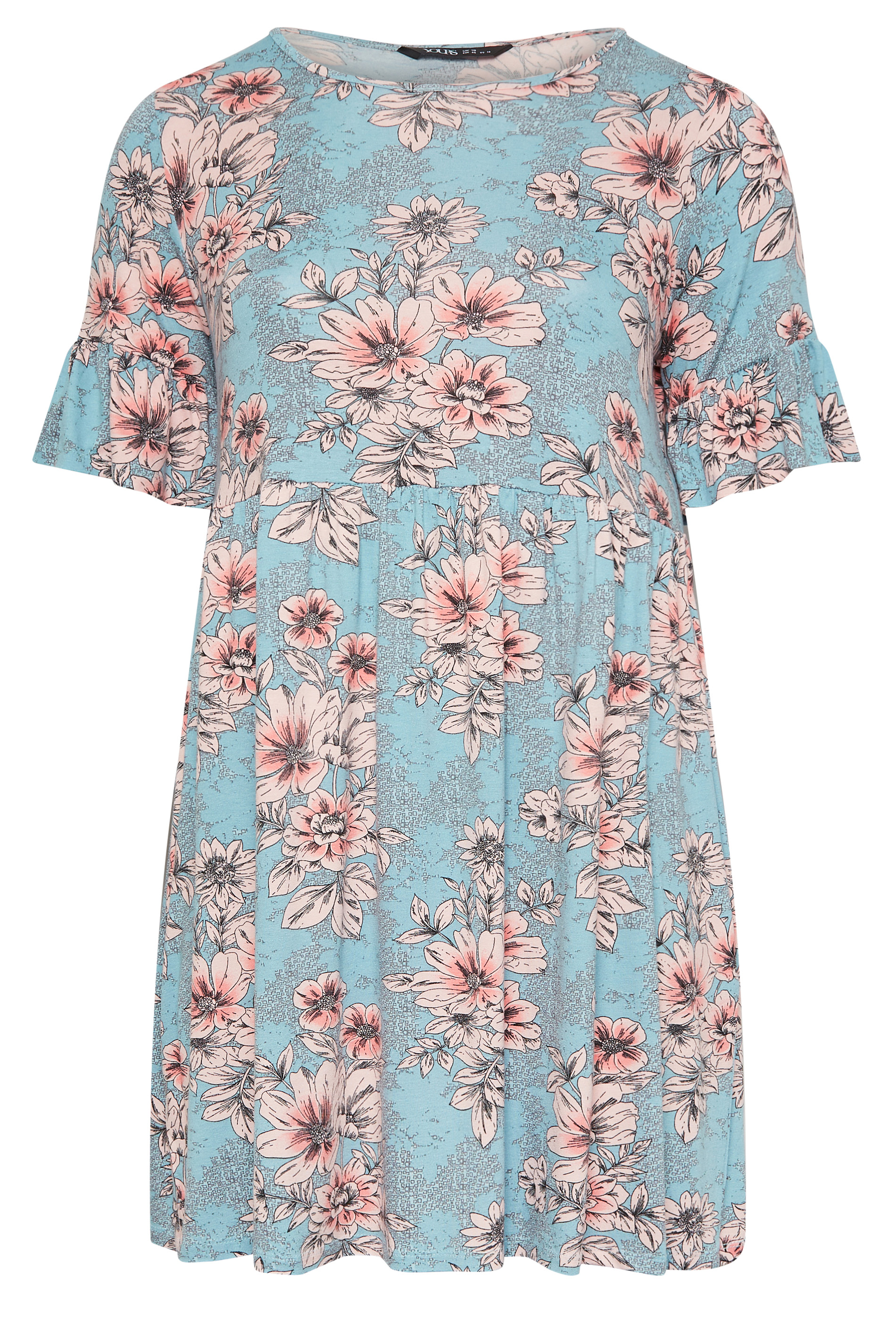 YOURS Plus Size Blue Floral Print Smock Tunic Dress | Yours Clothing