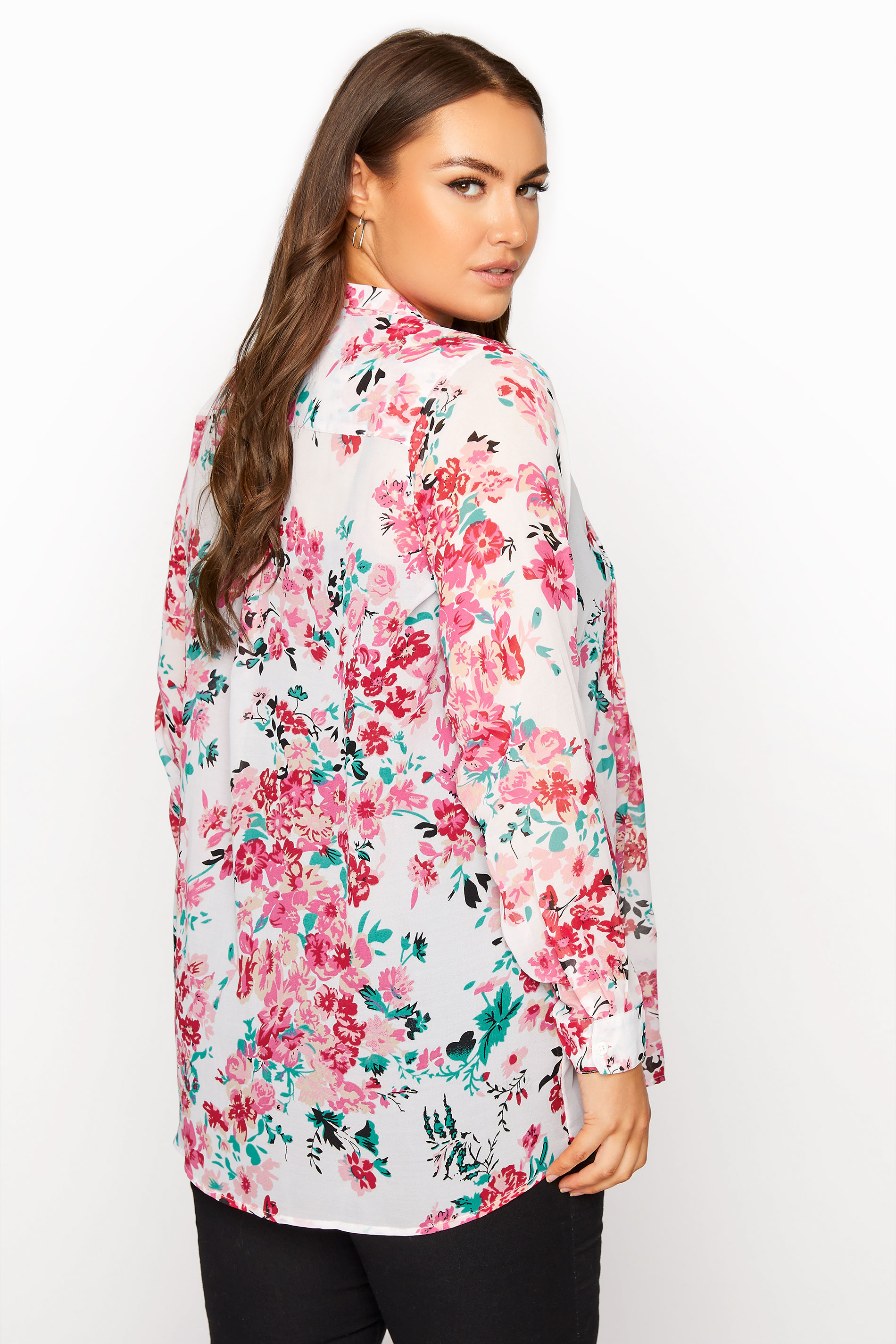 Plus Size White Floral Pintuck Blouse | Yours Clothing