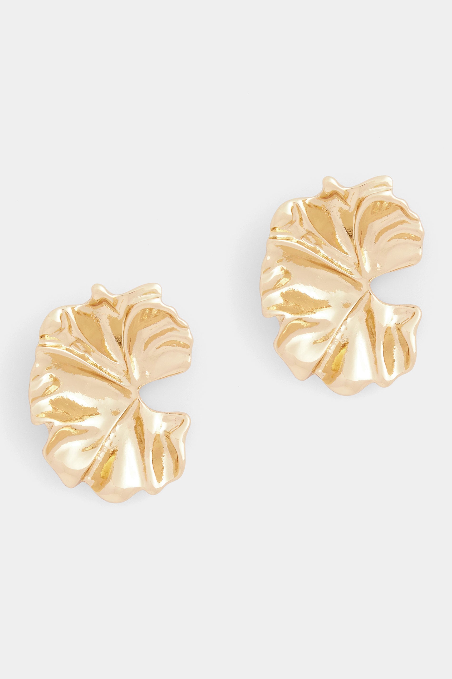 Gold Tone Molten Floral Earrings | Yours Clothing 3