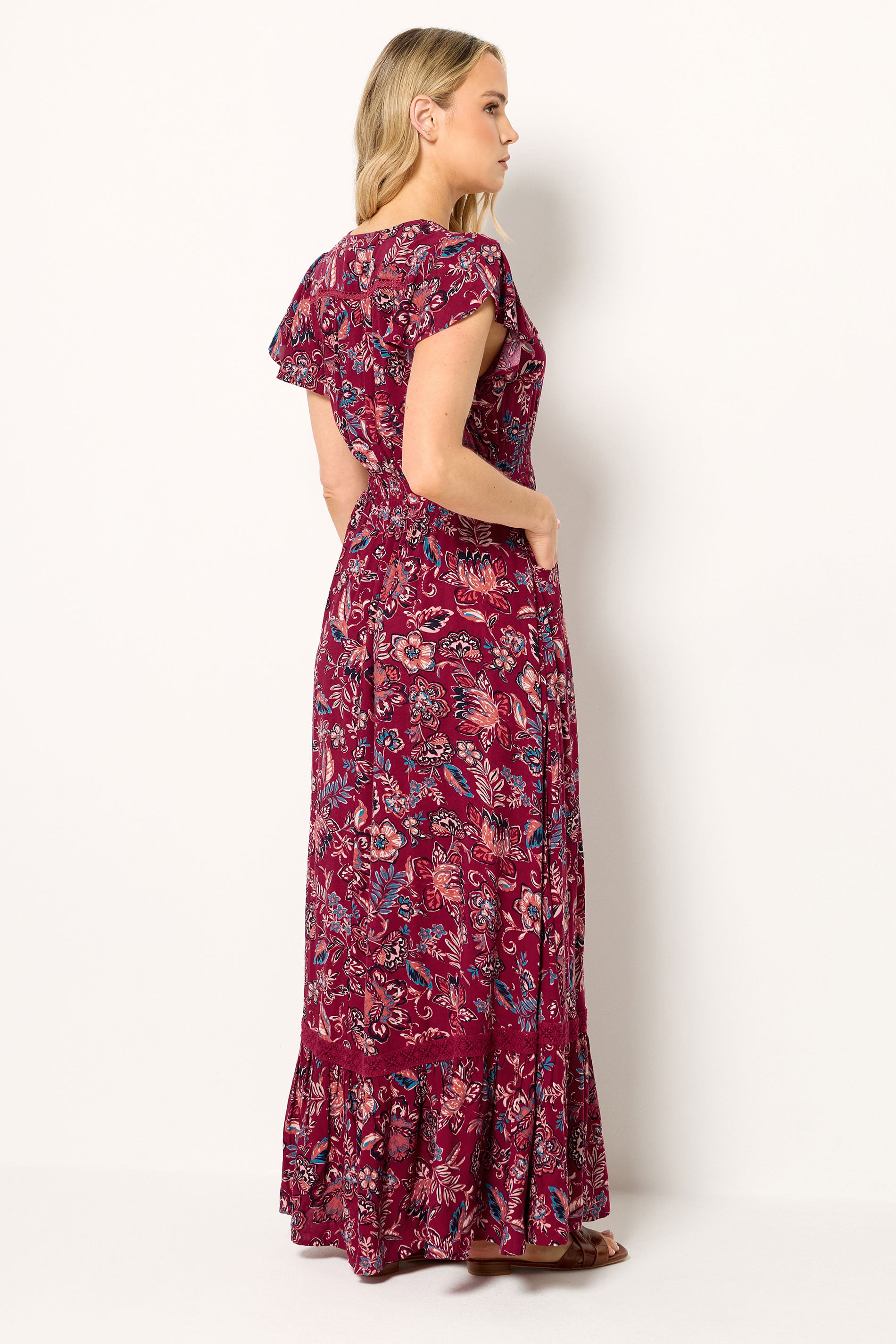 LTS Tall Women's Red Floral Print Button Maxi Dress | Long Tall Sally 4