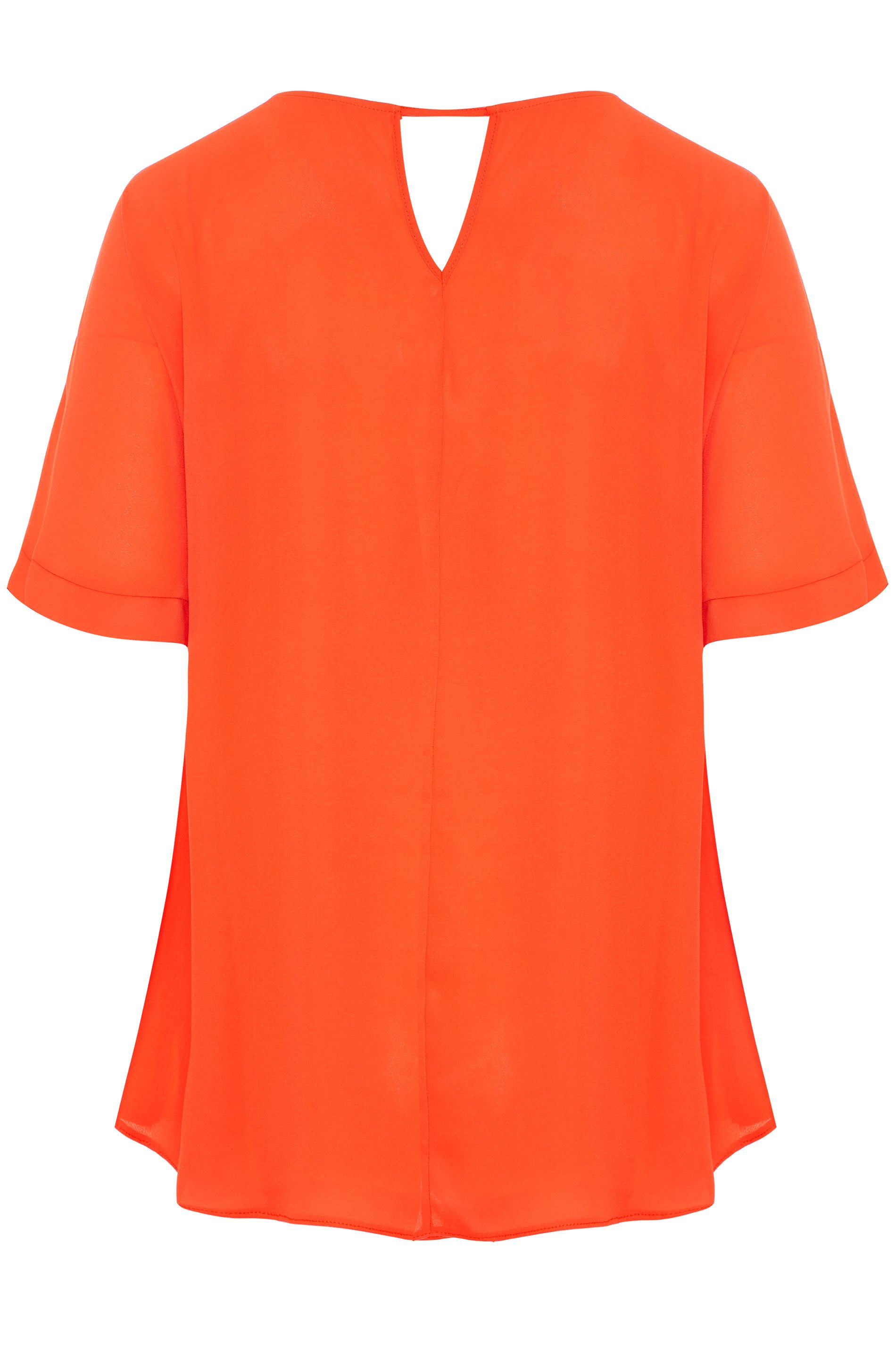 Orange Keyhole Back Chiffon Blouse | Yours Clothing