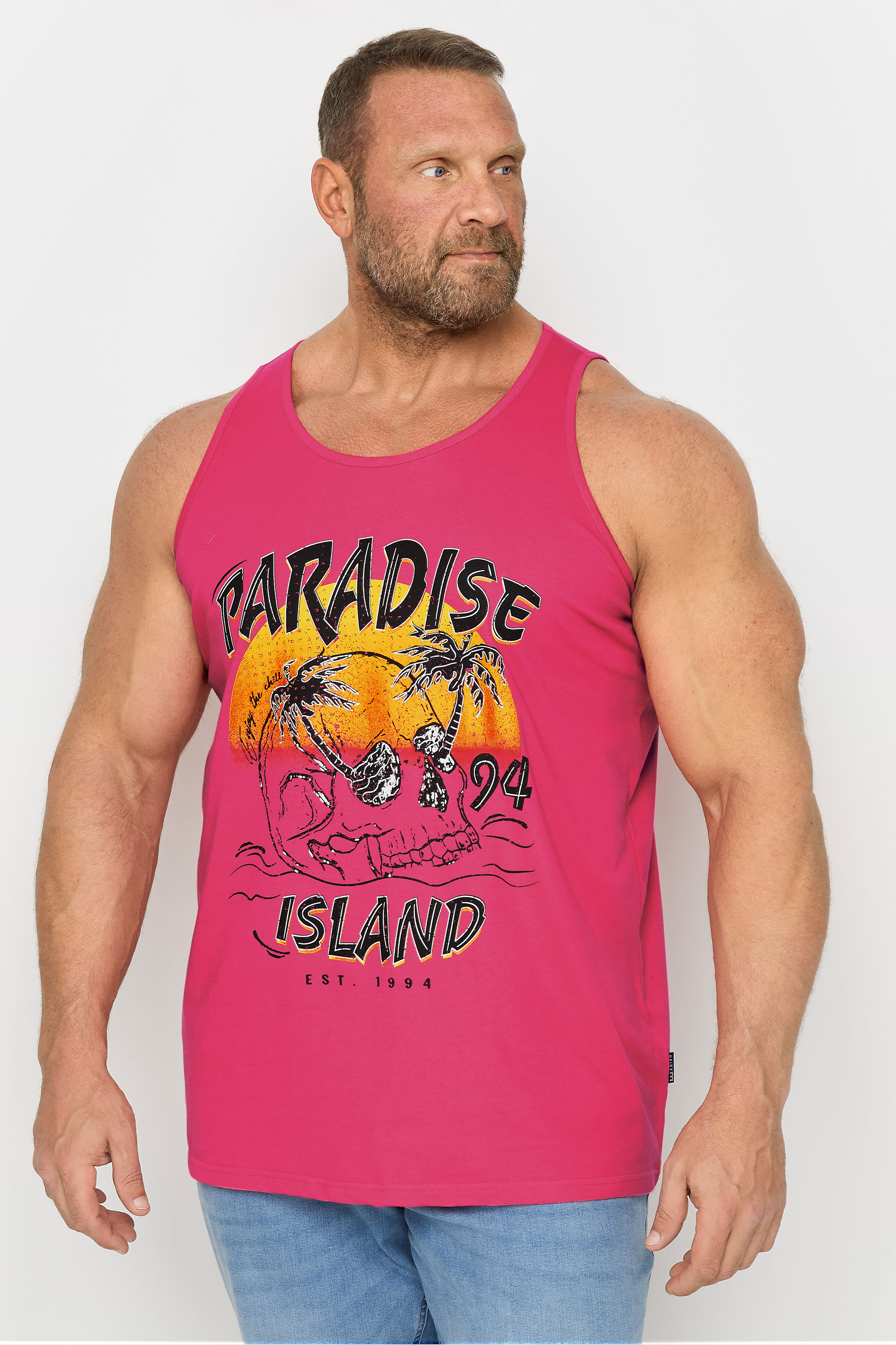 BadRhino Big & Tall 2 PACK Blue & Pink Paradise Vest Tops | BadRhino 3