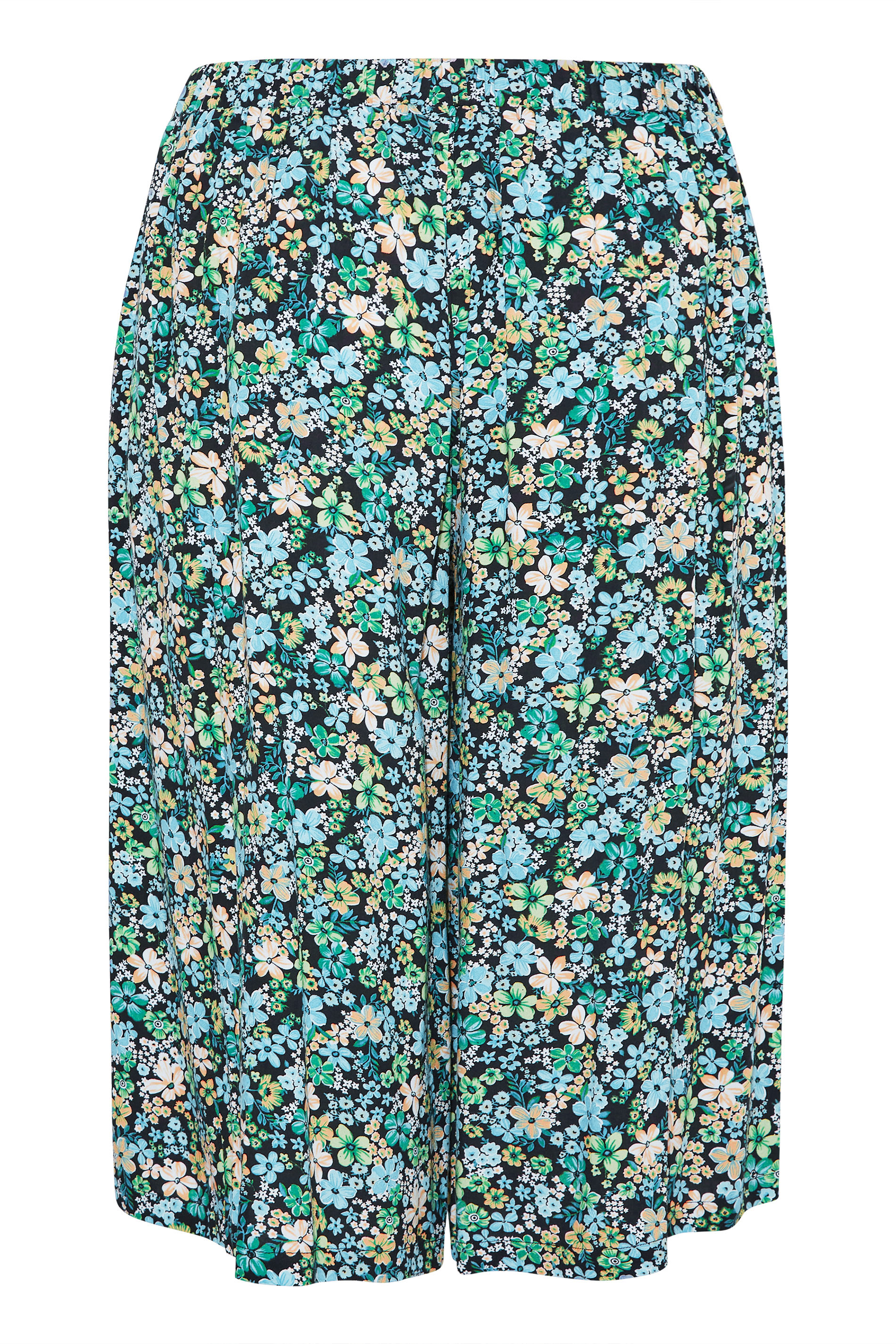 Grande taille  Pantalons Grande taille  Pantacourts | Jupe-Culotte Bleu & Vert Design Floral - CH64315