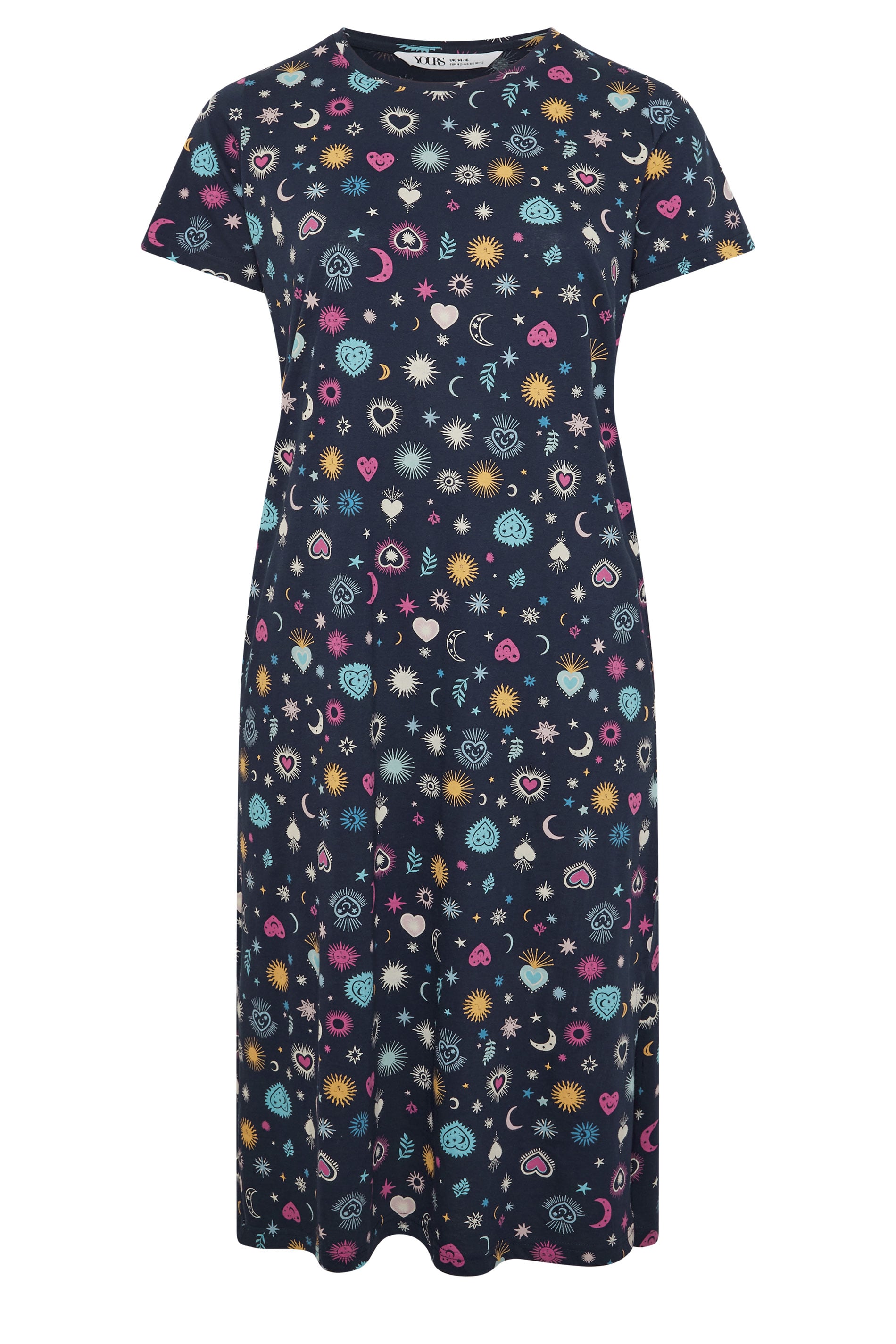 YOURS Plus Size Navy Blue Celestial Midaxi Nightdress | Yours Clothing 5