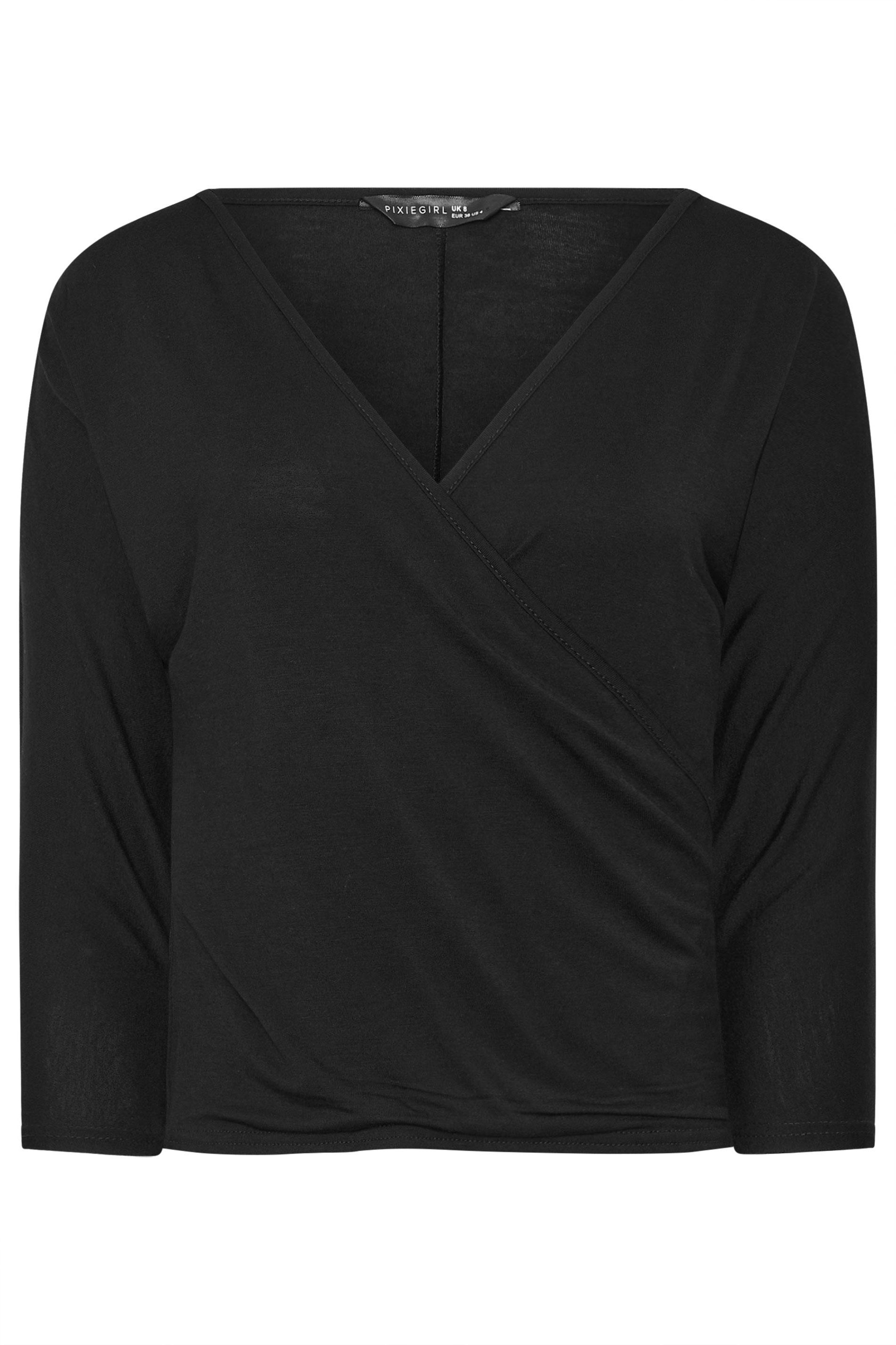 PixieGirl Petite Women's Black Wrap Top | PixieGirl 6