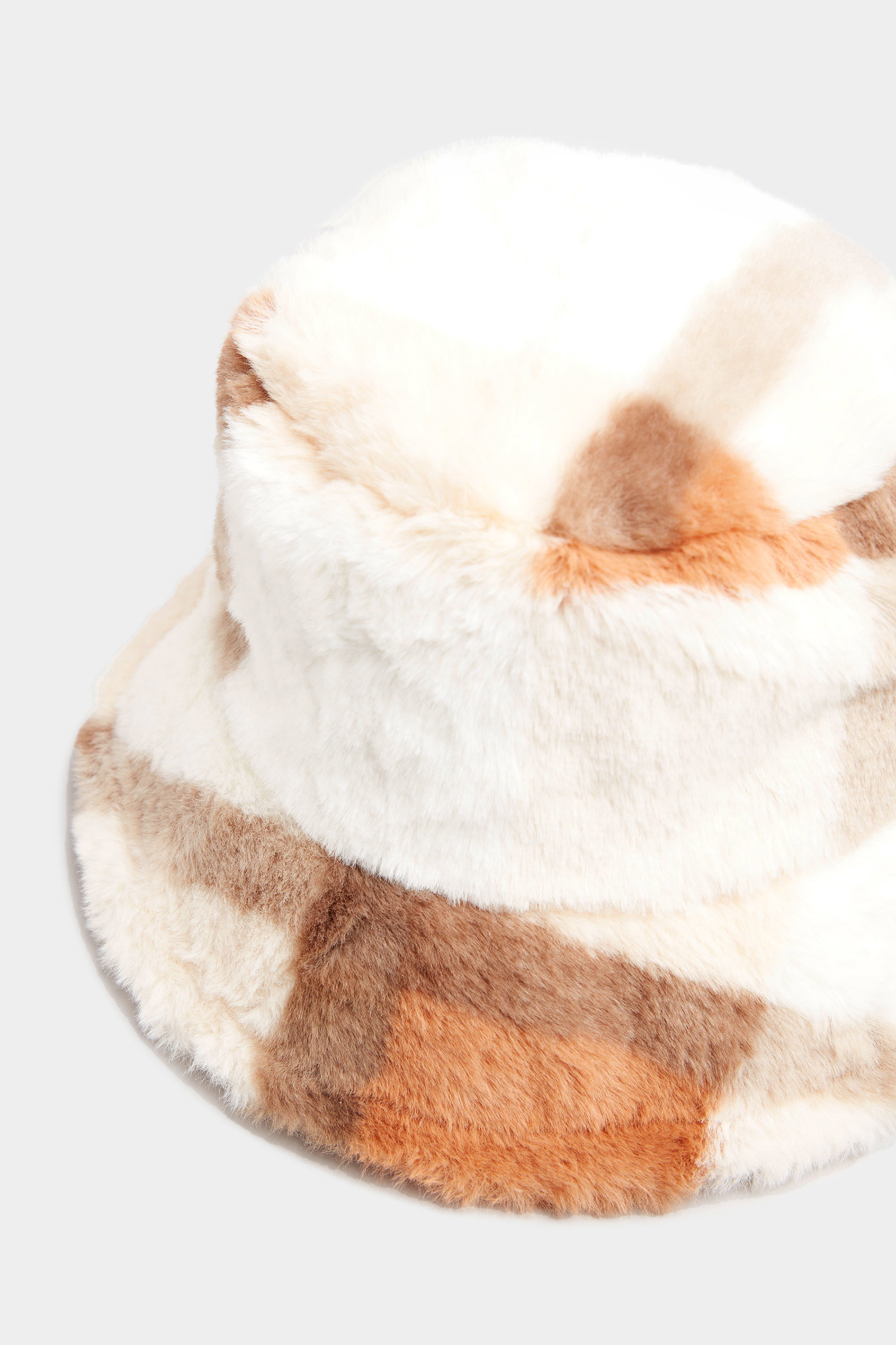 Plus Size Cream Patchwork Faux Fur 