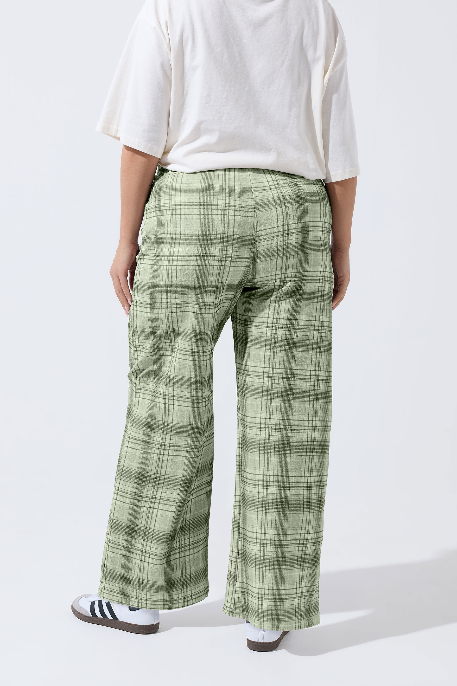 LIMITED COLLECTION Plus Size Grey Check Wide Leg Trousers | Yours Clothing 2