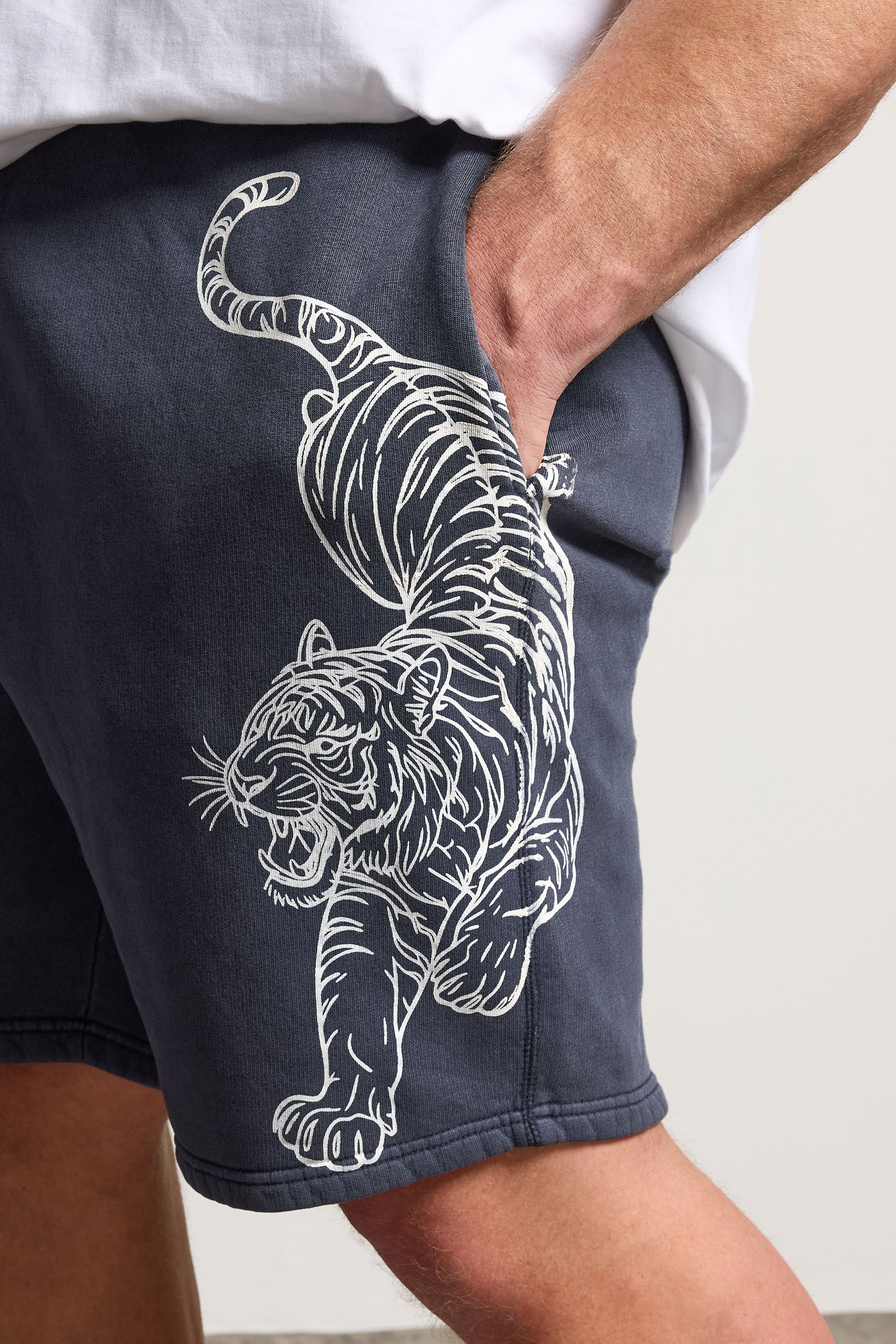 BadRhino Big & Tall Navy Blue Tiger Printed Jogger Shorts | BadRhino 4