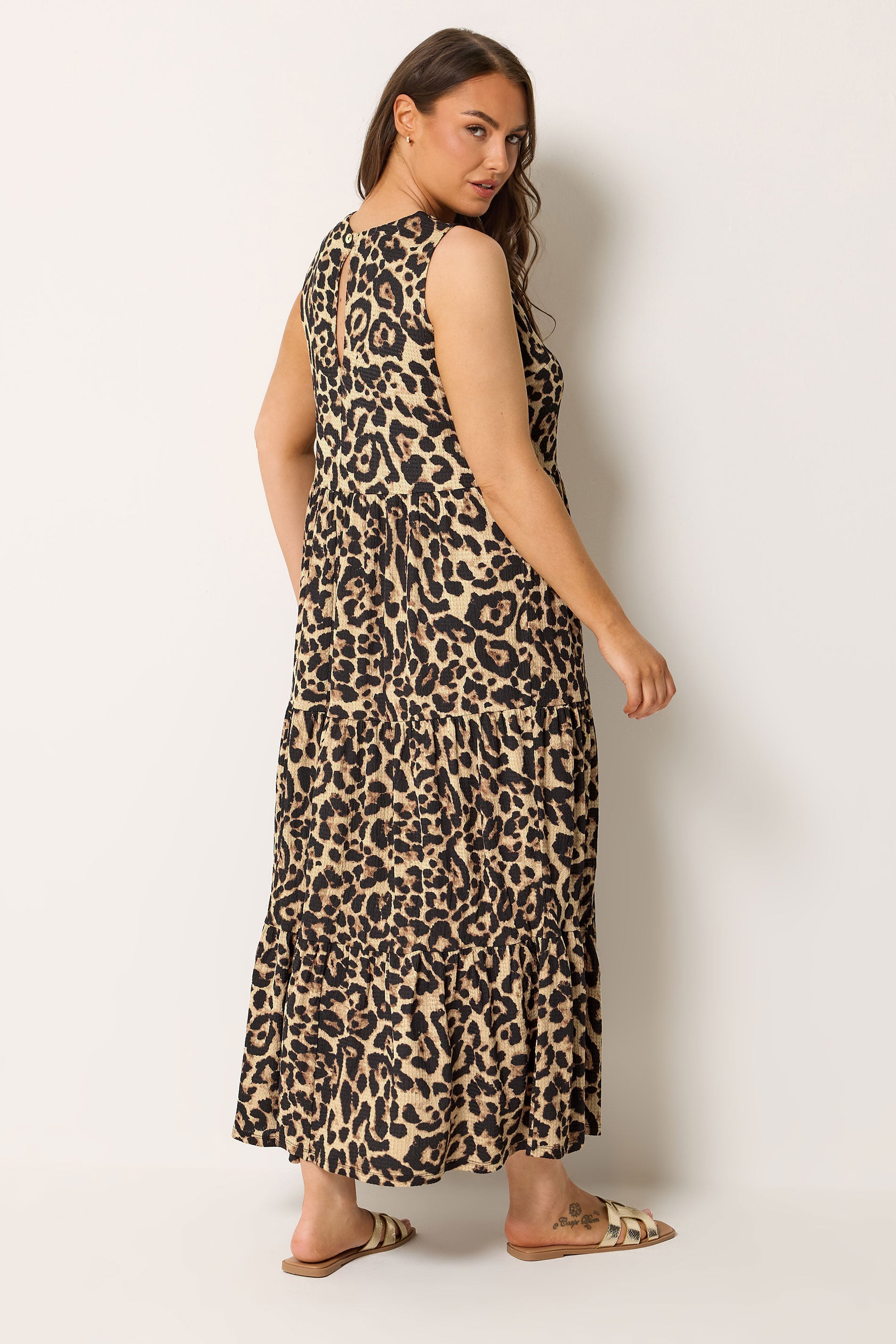 YOURS Plus Size Brown Leopard Tiered Maxi Dress | Yours Clothing 2