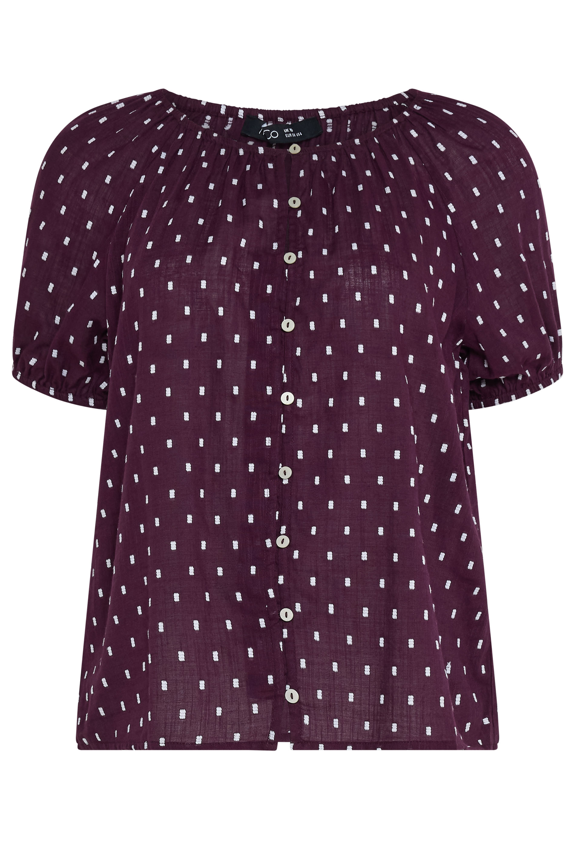 M&Co Berry Purple Dobby Button Up Cotton Blouse | M&Co 1