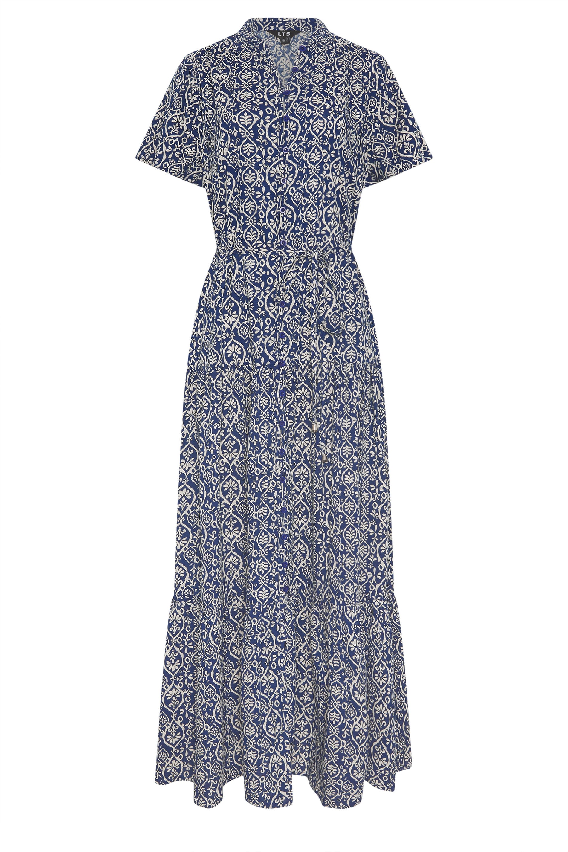 LTS Tall Women's Dark Blue & White Floral Tie Waist Maxi Dress | Long Tall Sally 5
