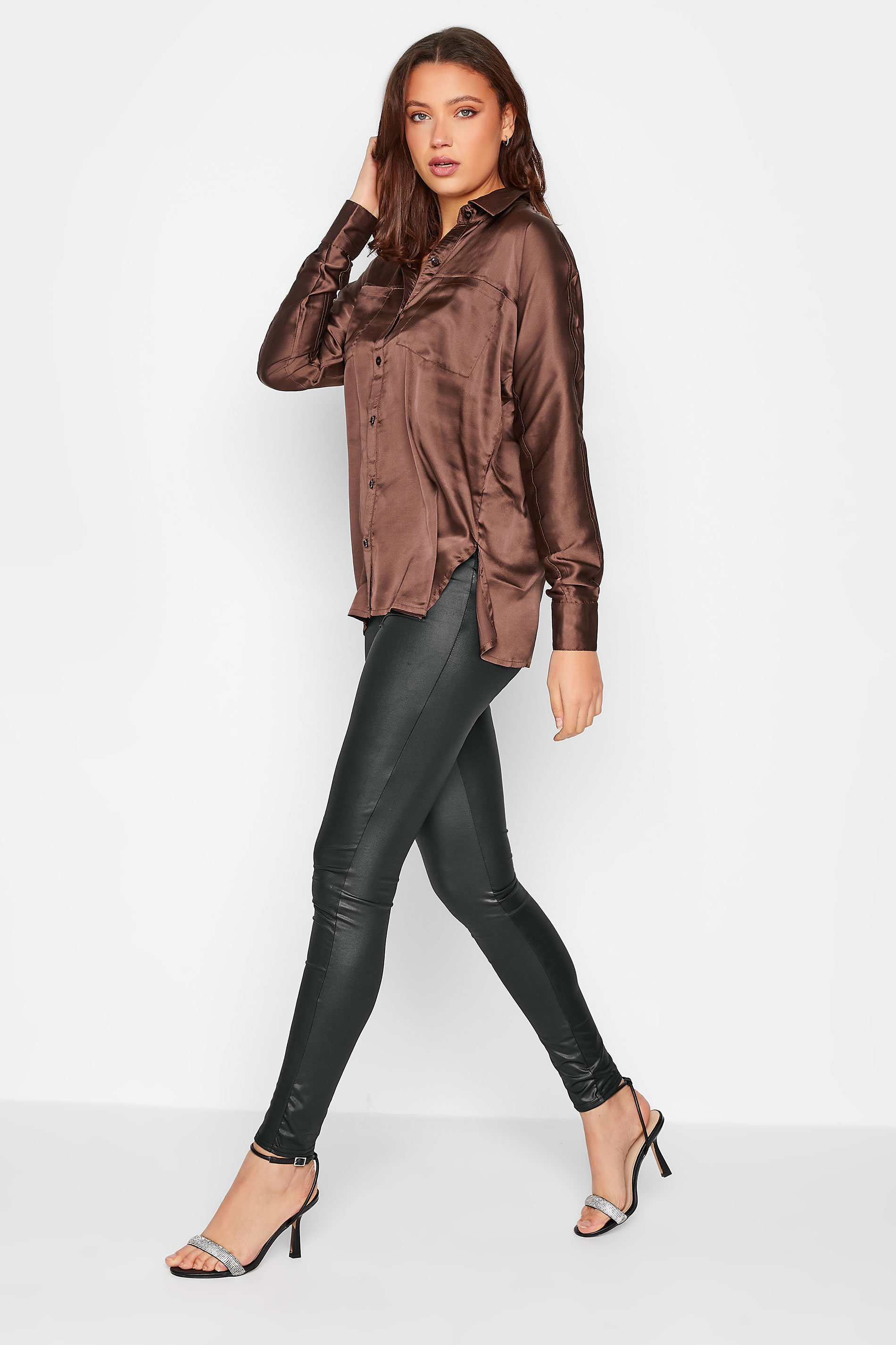 Tall Women's LTS Black Faux Leather Look Leggings | Long Tall Sally 2