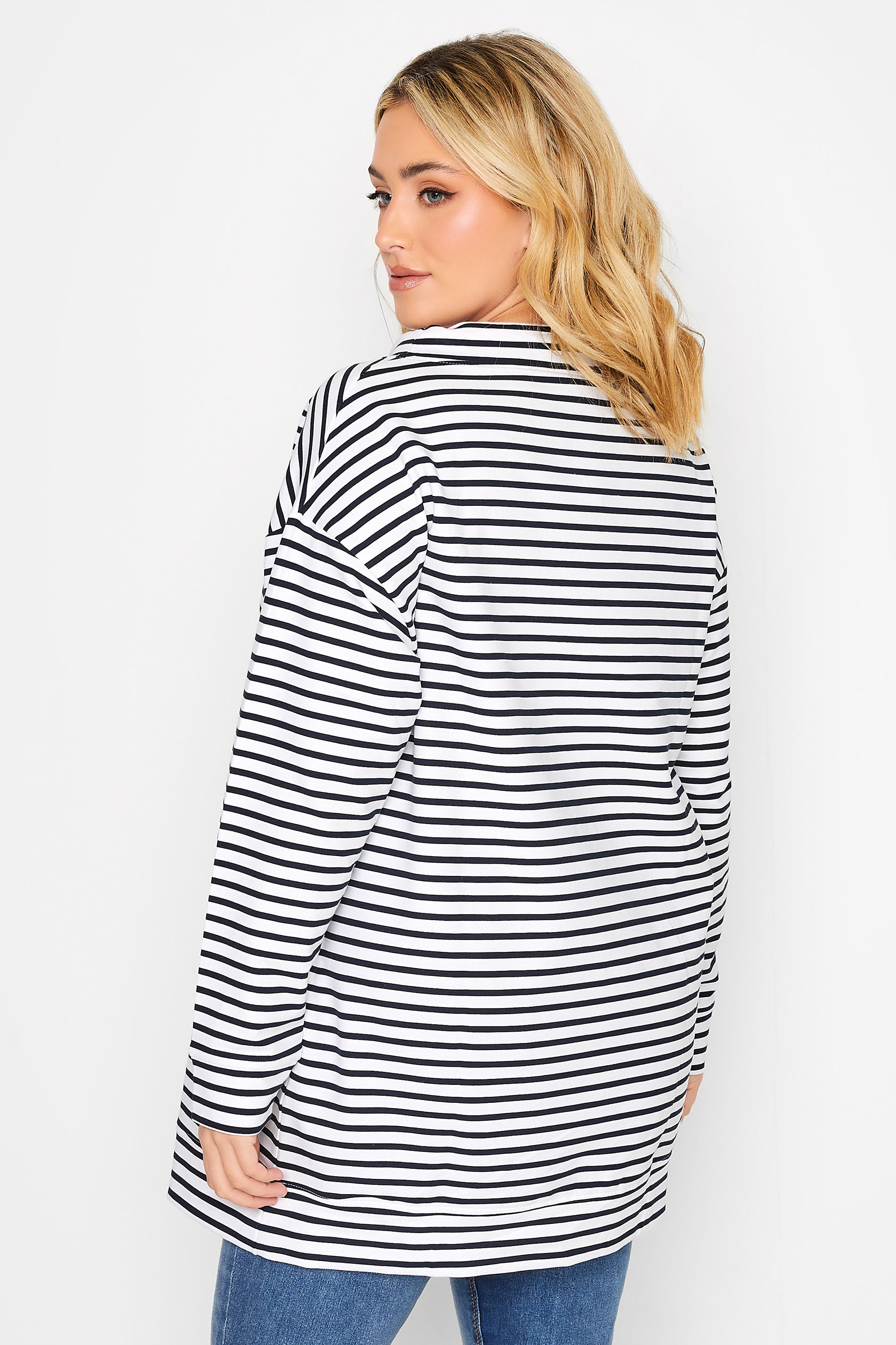 YOURS Plus Size Curve White & Black Stripe Anchor Print Sweatshirt | Yours Clothing  3