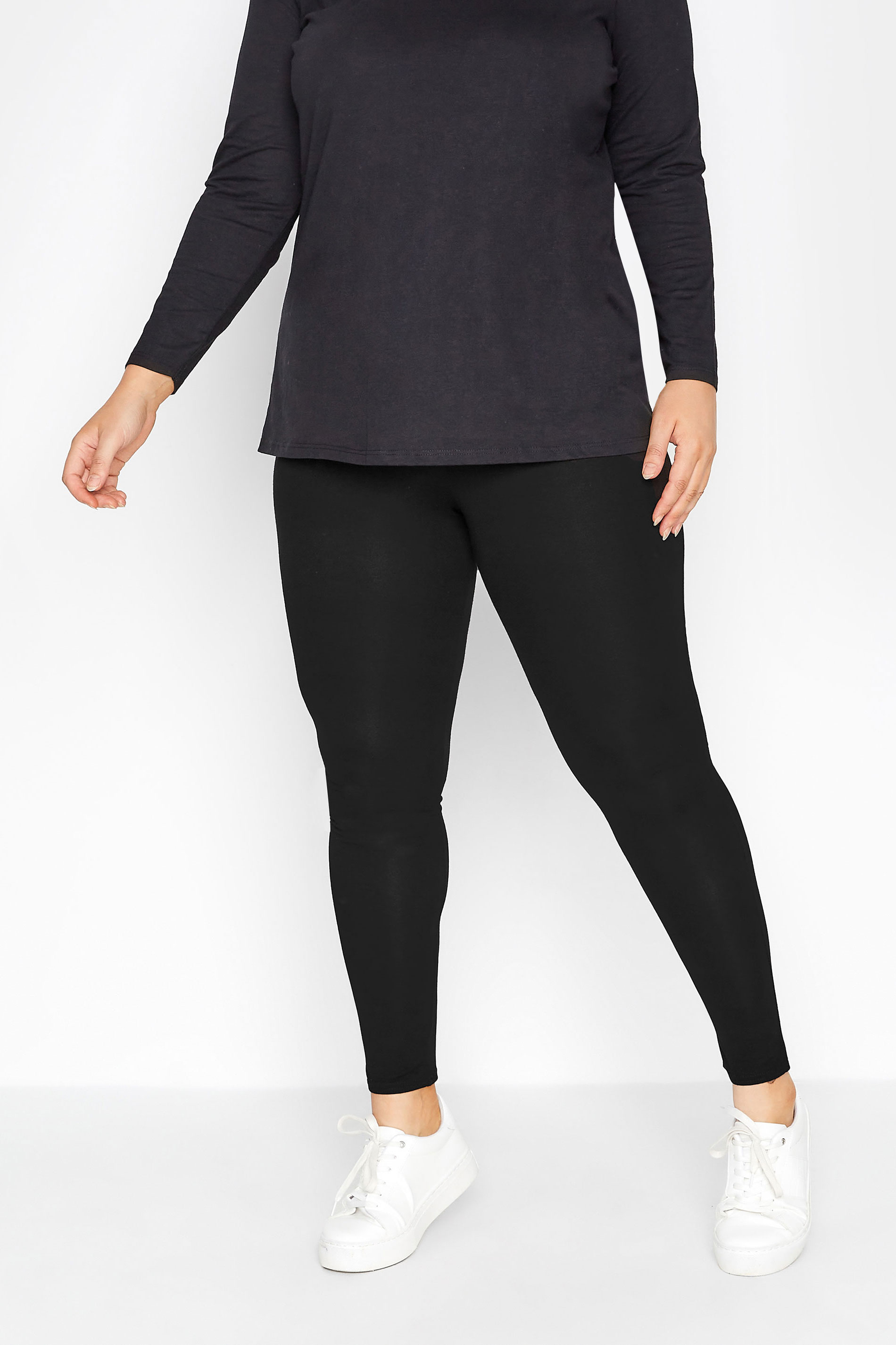 Plus Size Black Soft Touch Stretch Leggings | Yours Clothing 1