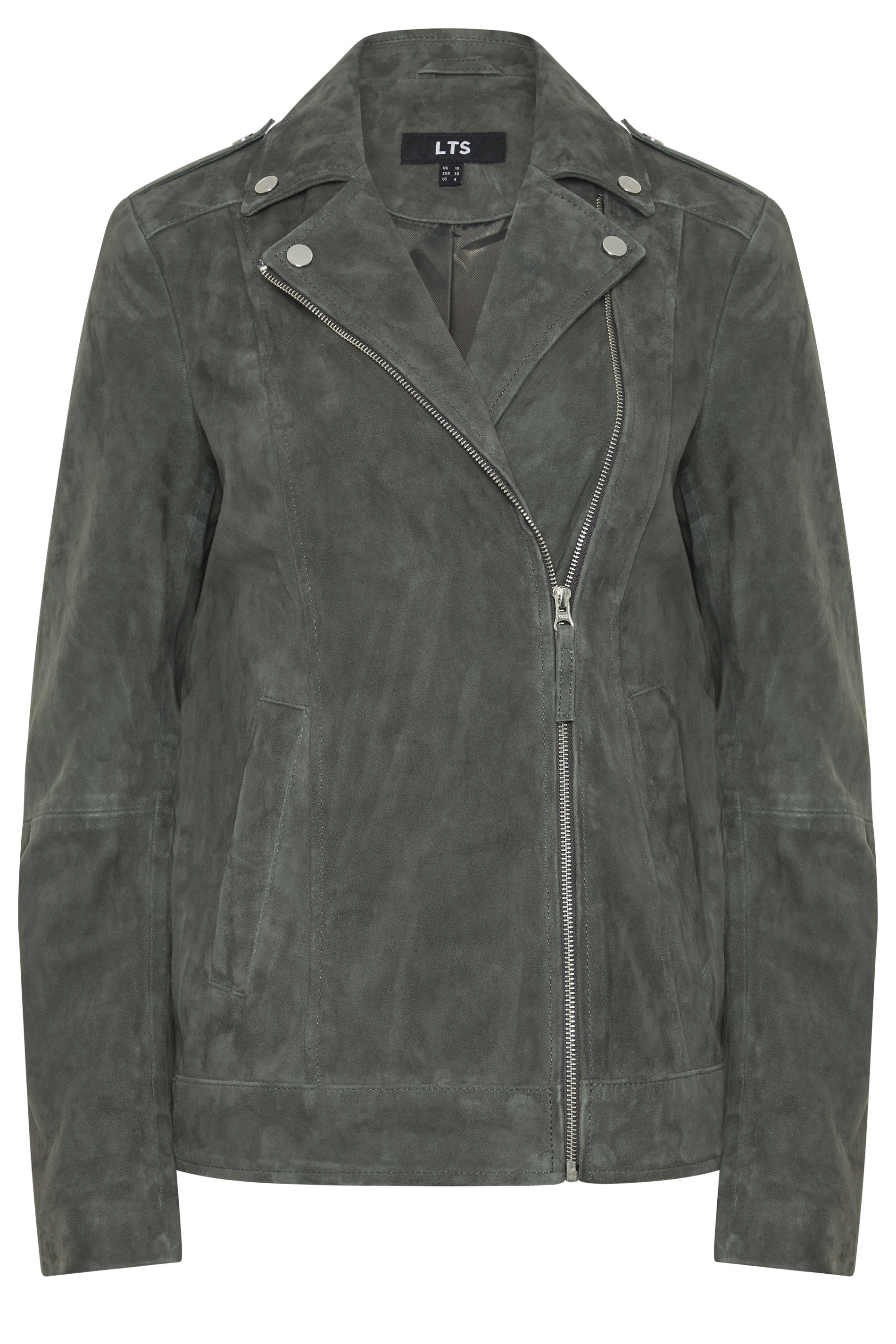 LTS PREMIUM Tall Women's Grey Suede Biker Jacket | Long Tall Sally 1