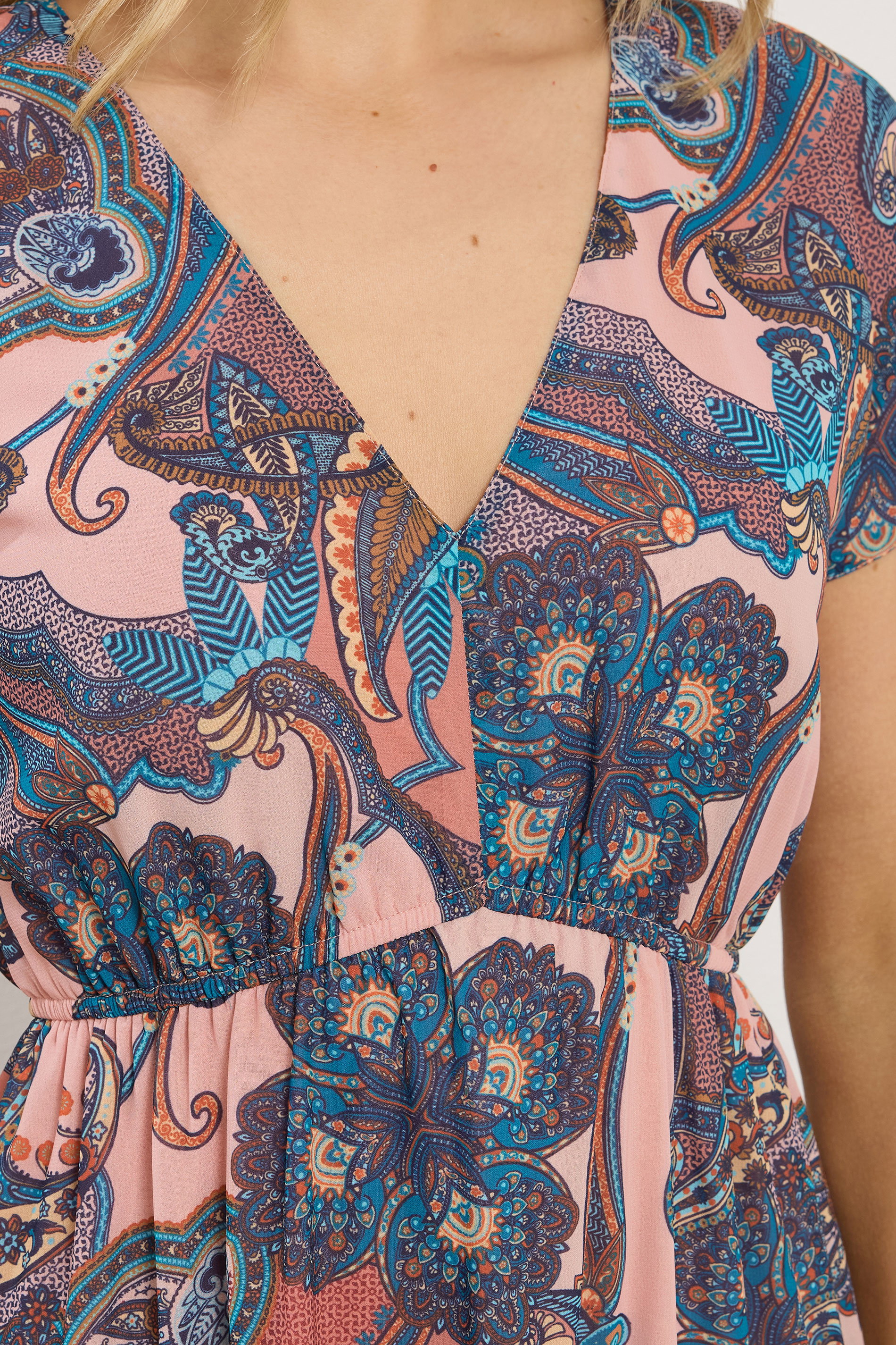 LTS Tall Women's Natural Brown Paisley Short Sleeve Maxi Dress | Long Tall Sally 4