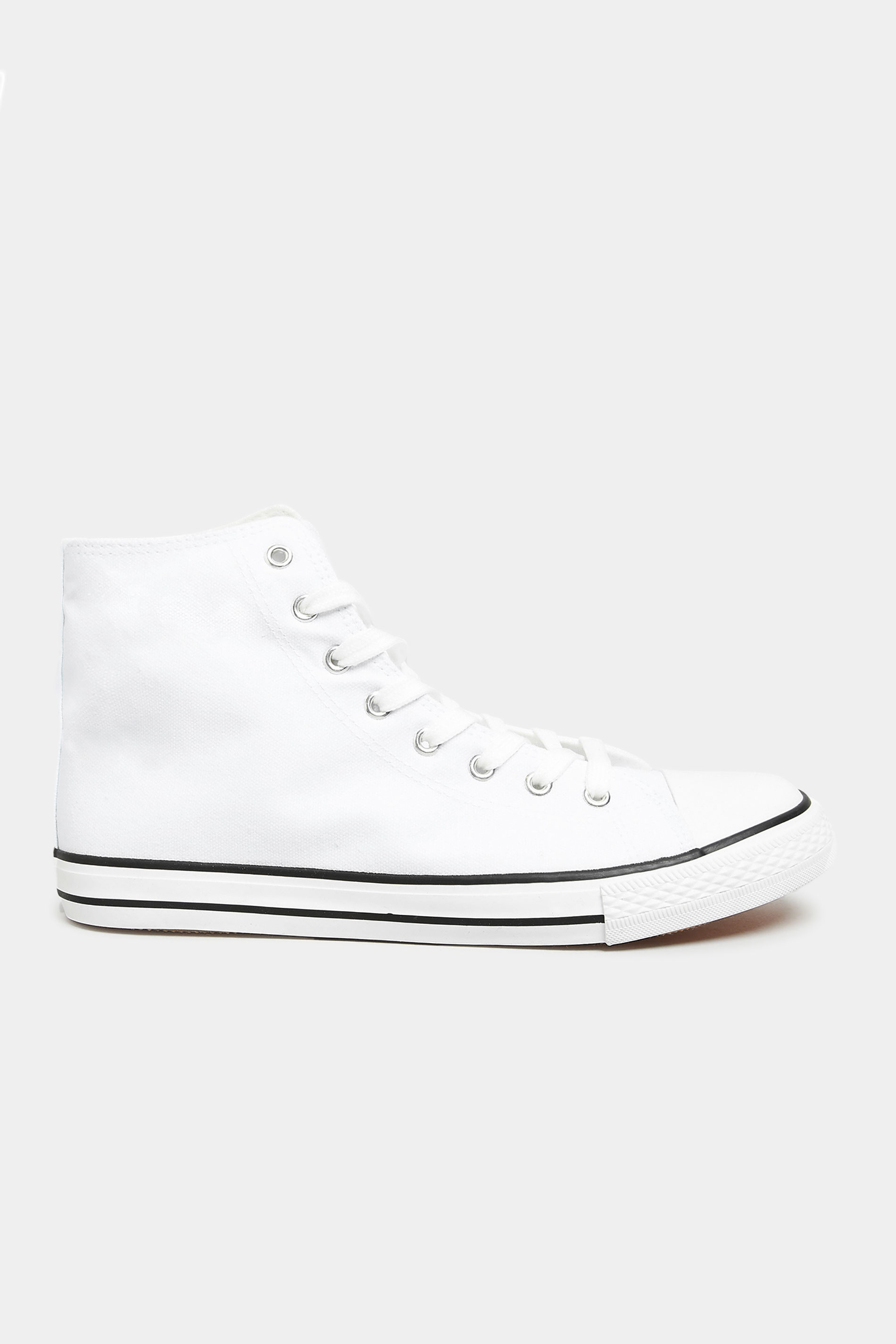 Grande taille  Trainers Grande taille  Lace Ups | LTS White Canvas High Top Trainers In Standard D Fit - JX49893