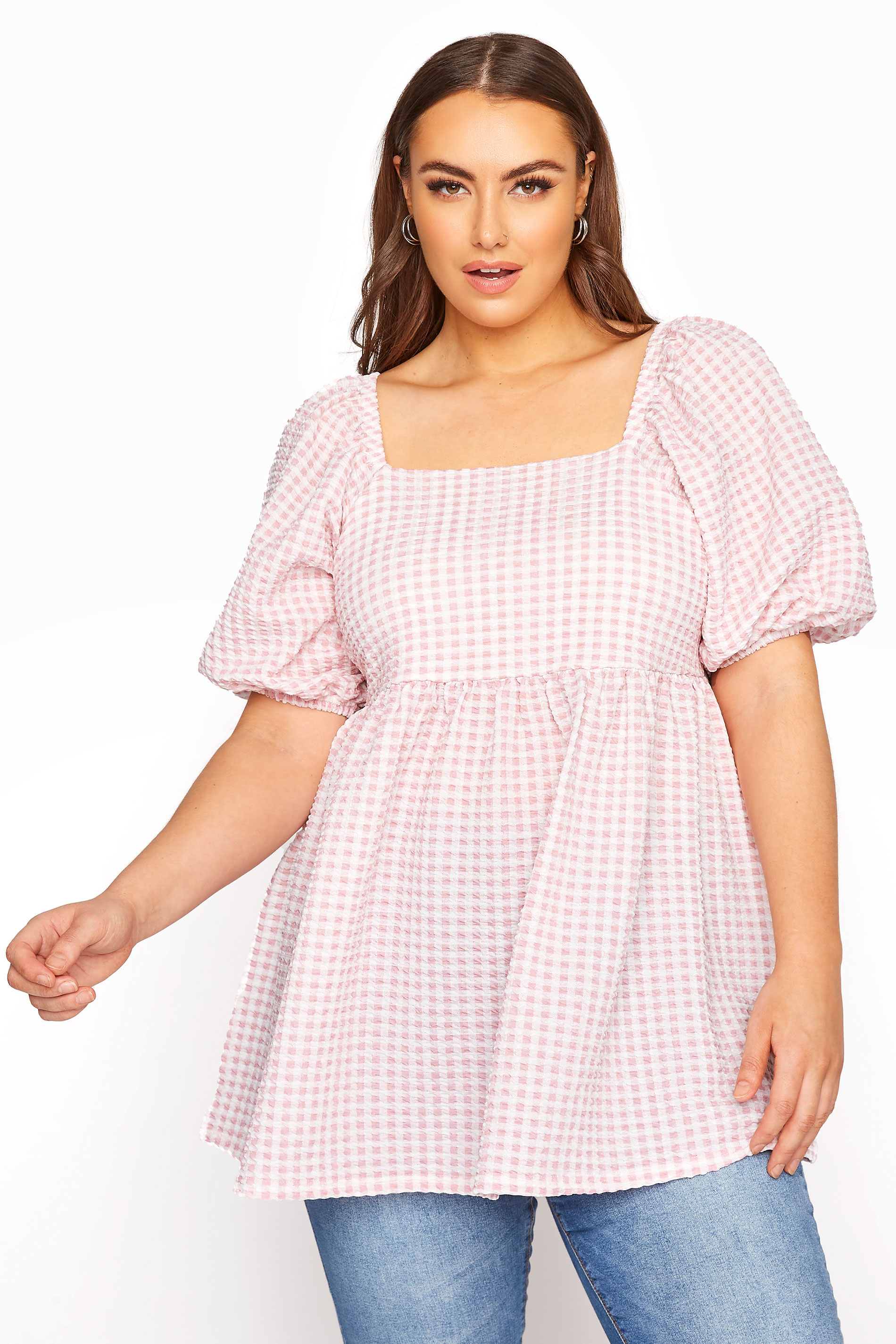 LIMITED COLLECTION Pink Gingham Milkmaid Top