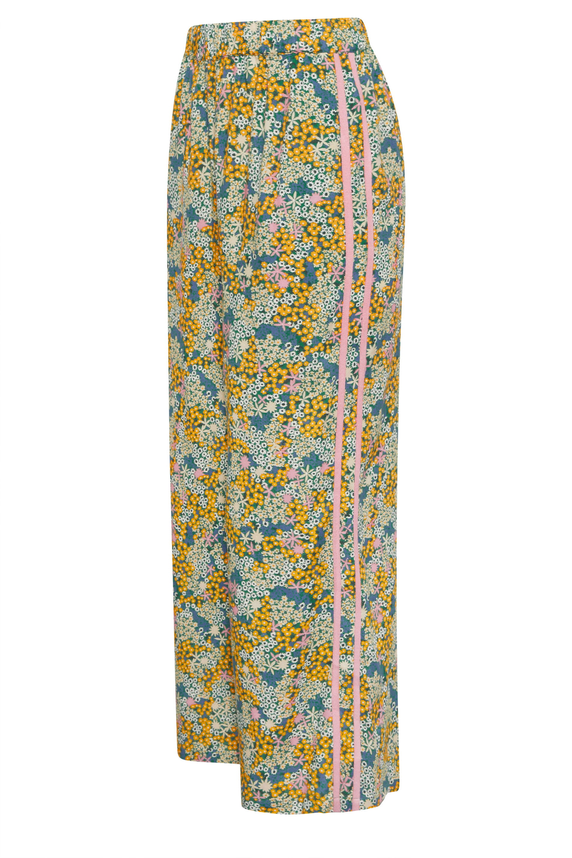 PixieGirl Petite Women's Pink Ditsy Floral Side Stripe Wide Leg Trousers | PixieGirl 6