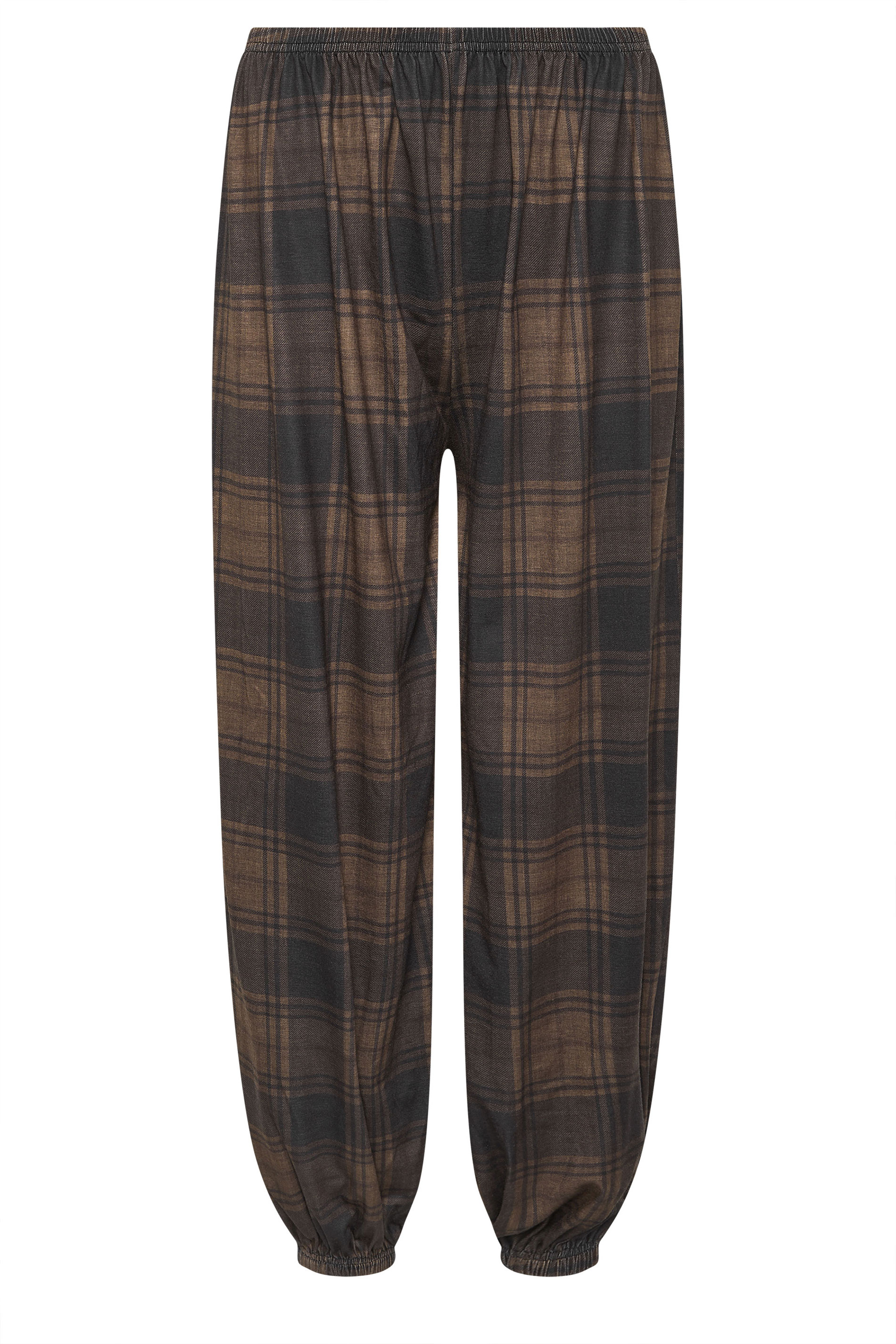 PixieGirl Petite Women's Brown Check Balloon Trousers | PixieGirl 5