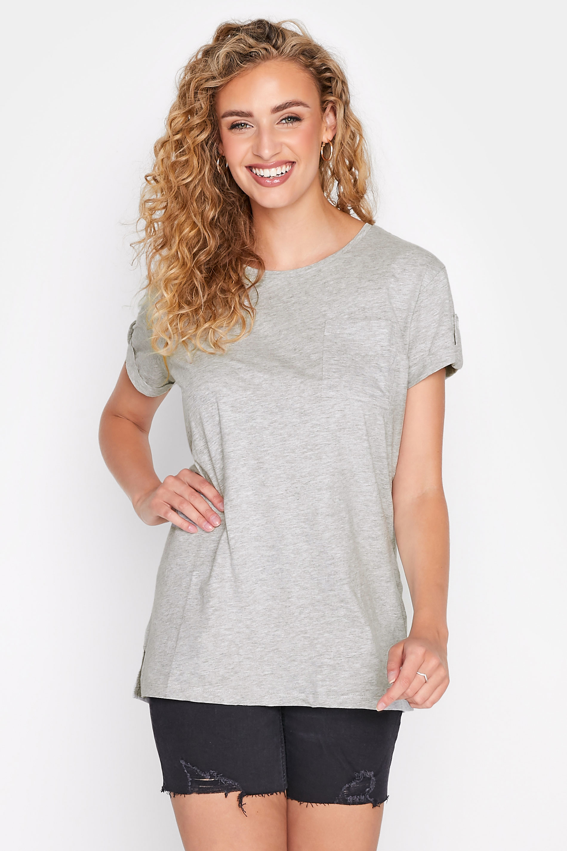Tall Women's LTS Grey Short Sleeve Pocket T-Shirt | Long Tall Sally 1