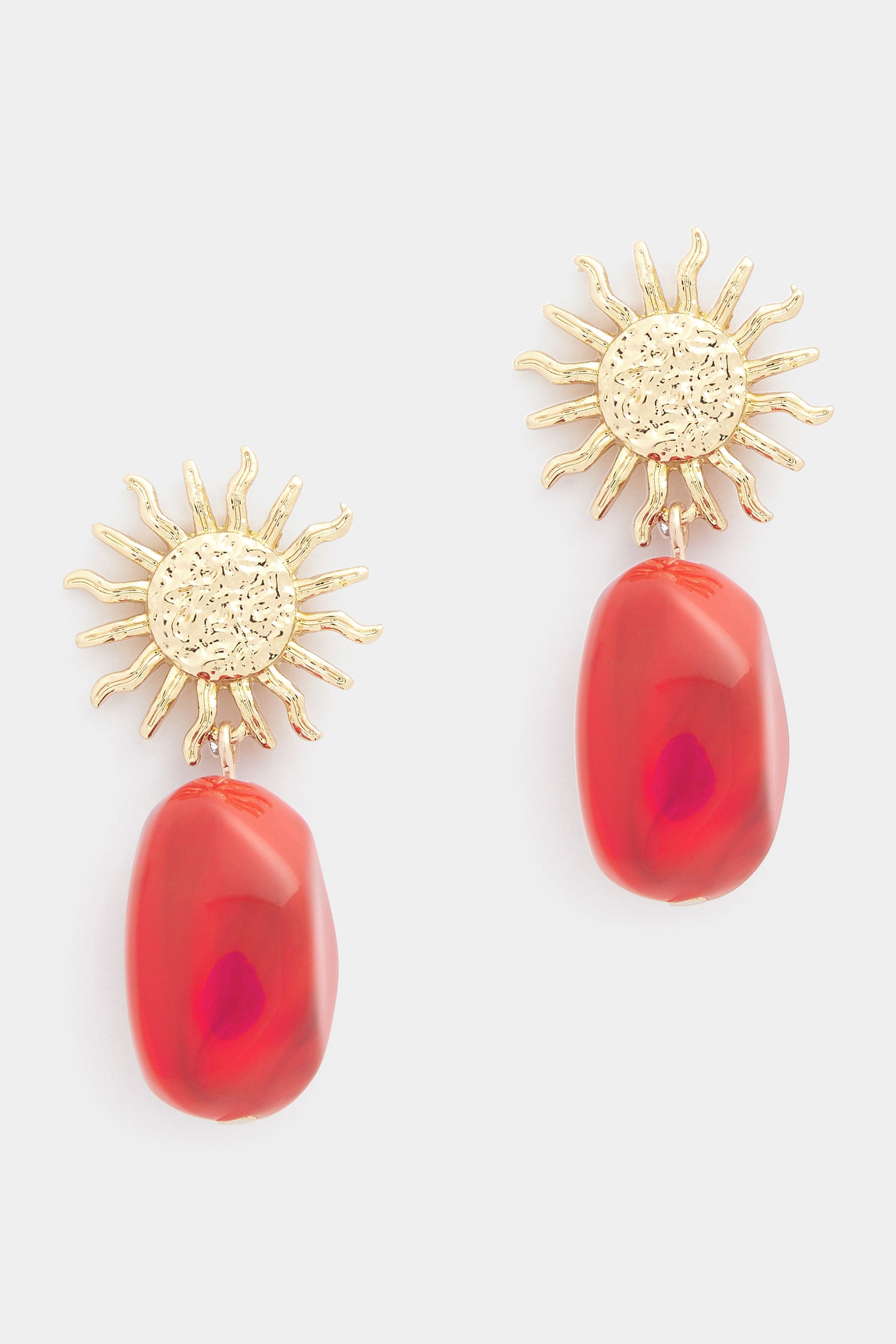Gold Tone Sun Bead Drop Earrings | Yours Clothing 1
