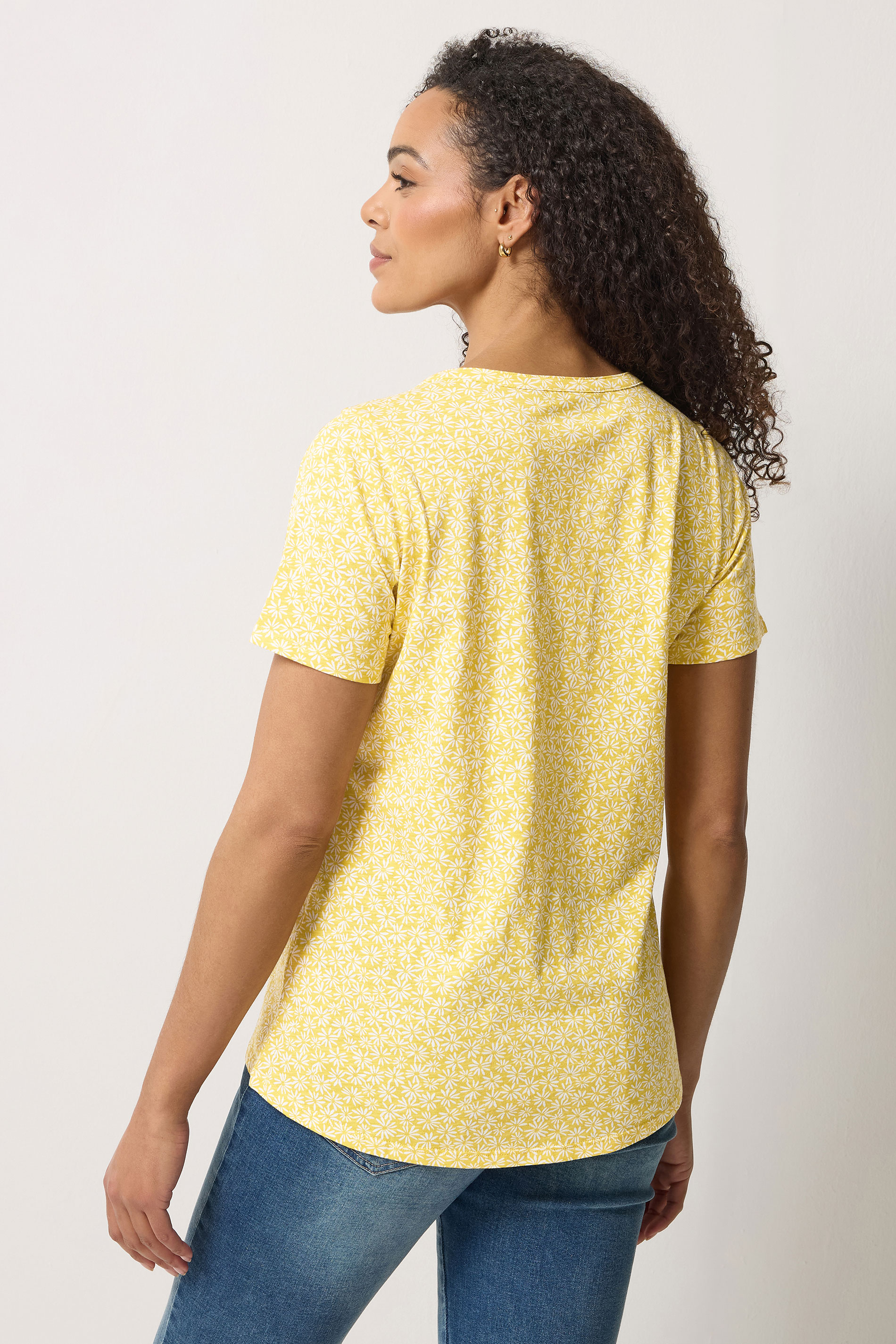 M&Co Yellow Floral Cotton Henley Top | M&Co 2